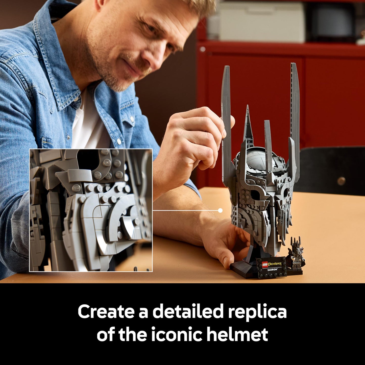 LEGO Icons The Lord of the Rings: Sauron's Helmet - Display Model Kit for Adults - incl. the One Ring & a Collectible Minifigure - DIY Gift Idea for Movie Fans - 11373