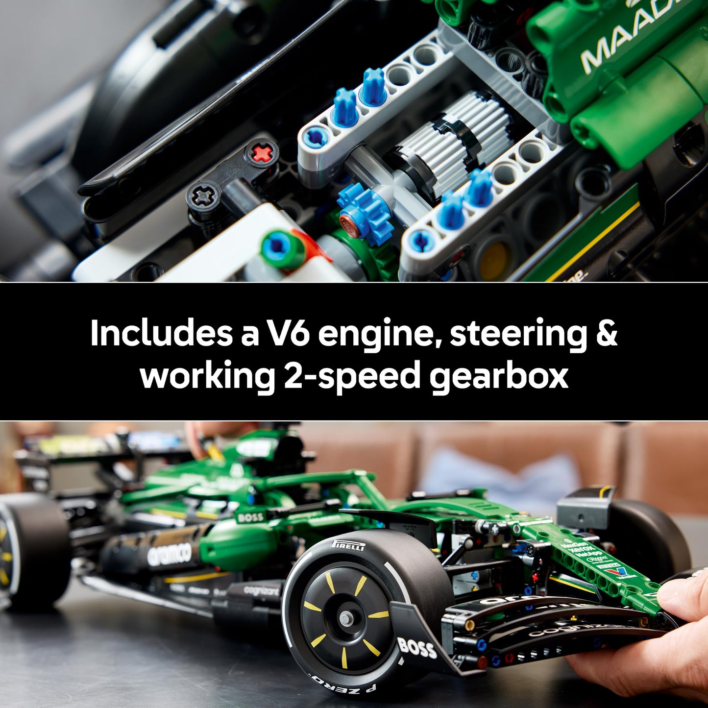 LEGO 42240 Technic Aston Martin Aramco AMR25 F1 Car Model Kit for Adults - Collectible Formula 1 Set with V6 Engine, DRS & Push-Rod Suspension
