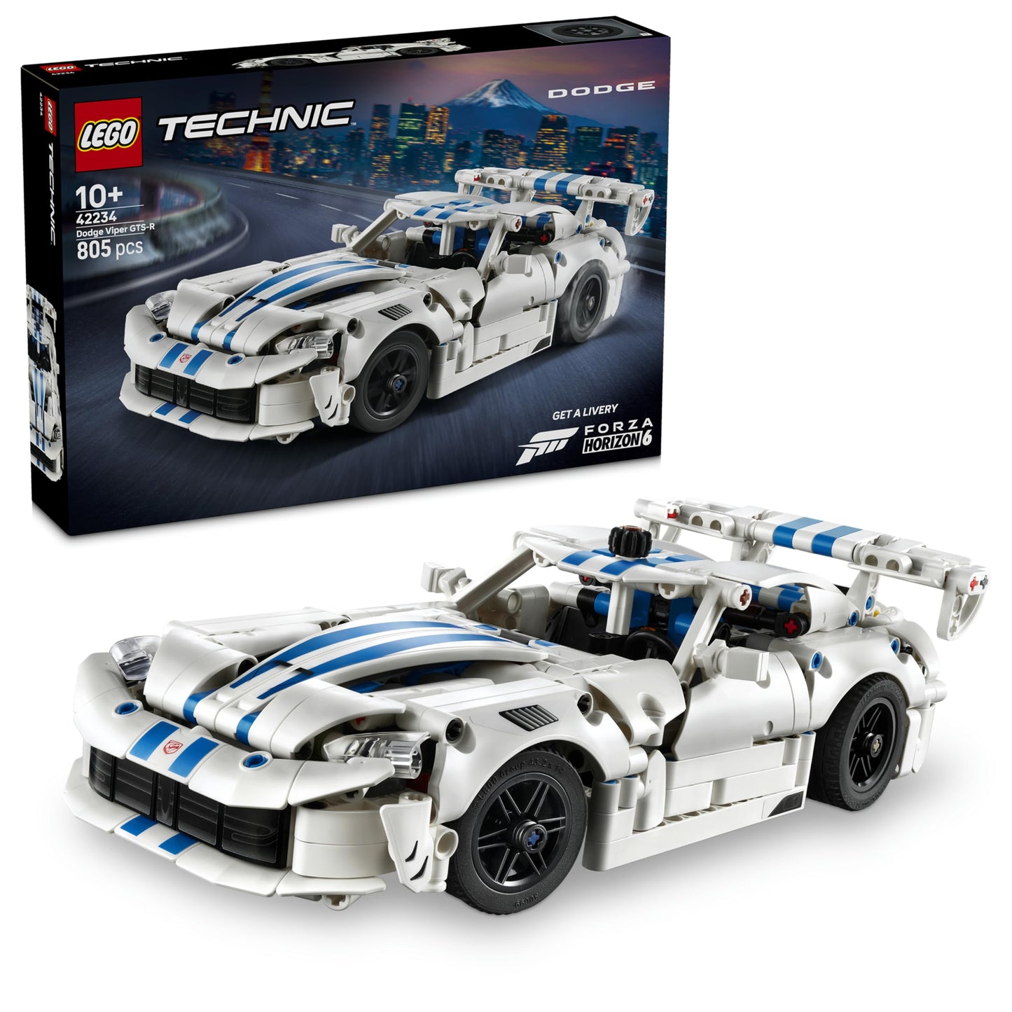 LEGO 42234 Technic Dodge Viper GTS-R Sports Car Toy - Model Kit with V10 Engine, Steering & Differential