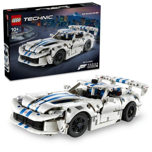 LEGO 42234 Technic Dodge Viper GTS-R Sports Car Toy - Model Kit with V10 Engine, Steering & Differential