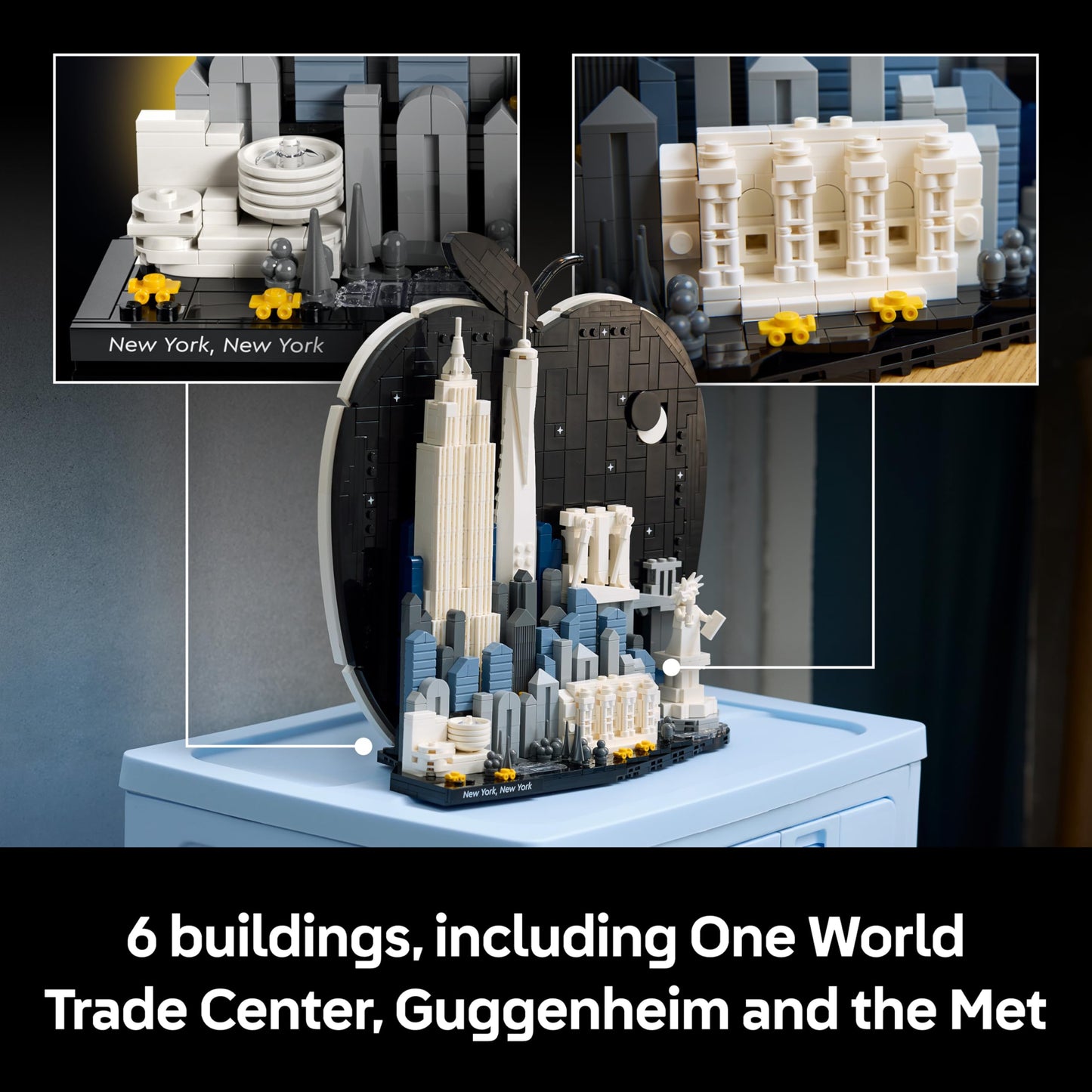 LEGO 21066 Architecture New York City – The Big Apple - Miniature Model Kit for Adults - 3D Shelf Decor w/Landmarks incl. Empire State Building & Brooklyn Bridge