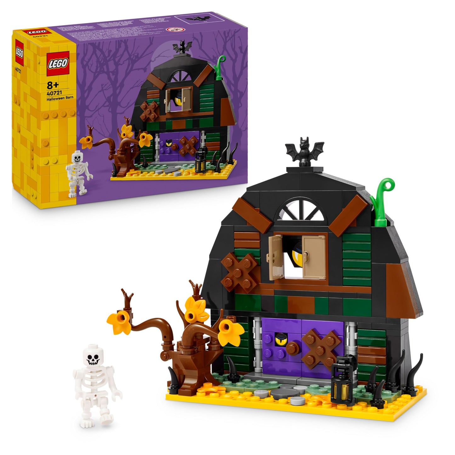 LEGO 40721 Halloween Barn with a Skeleton Minifigure and Spooky Accessories incl. a Bat & Lamps