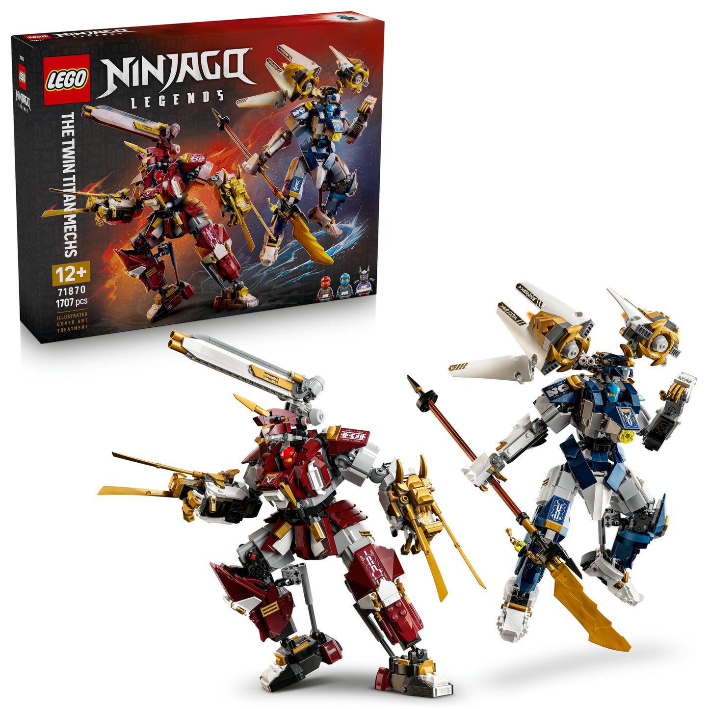 LEGO 71870 NINJAGO The Twin Titan Mechs - Ninja Toy with 2 Action Figures & 3 Minifigures incl. Kai & Nya