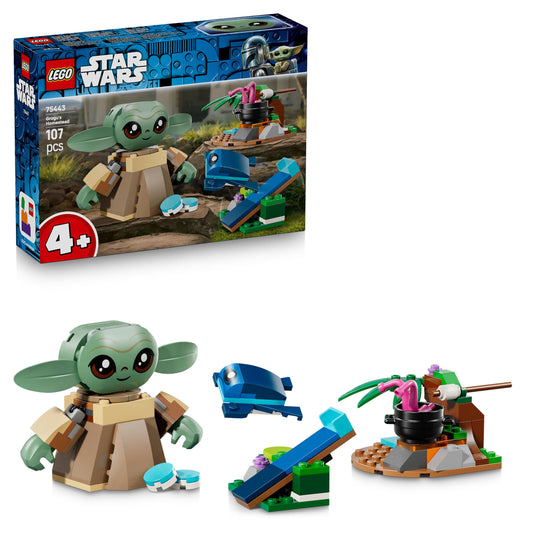 LEGO 75443 Star Wars Grogu's Homestead - Building Toy w/a Grogu Figure & Sorgan Frog, a Catapult & Blue Macarons
