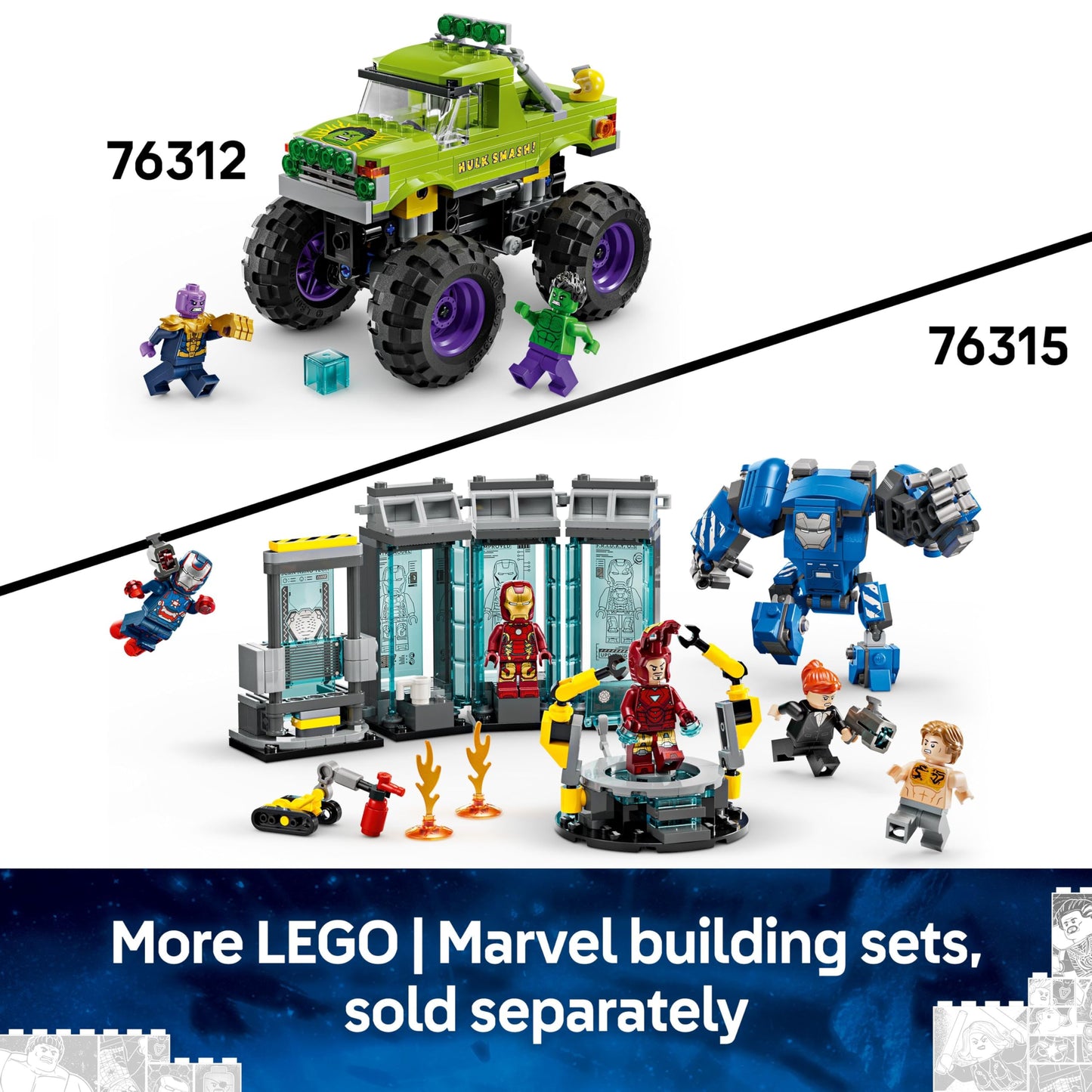 LEGO 76312 Marvel The Hulk Truck vs. Thanos with a Monster Truck plus 2 Minifigures & Accessories incl. an Infinity Gauntlet
