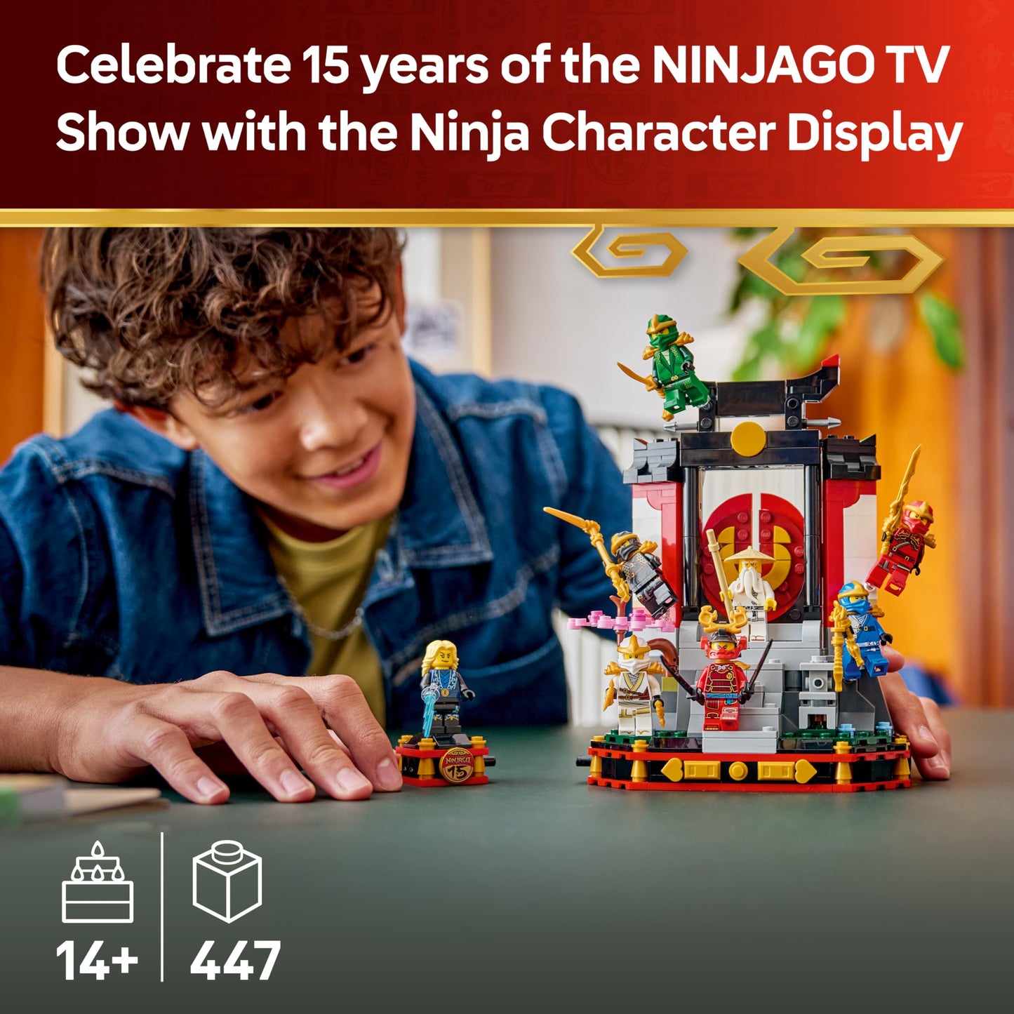 LEGO 71866 NINJAGO Ninja Character Display 15th Anniversary - Monastery Gate Model Kit w/ 8 Collectible Minifigures & Swords