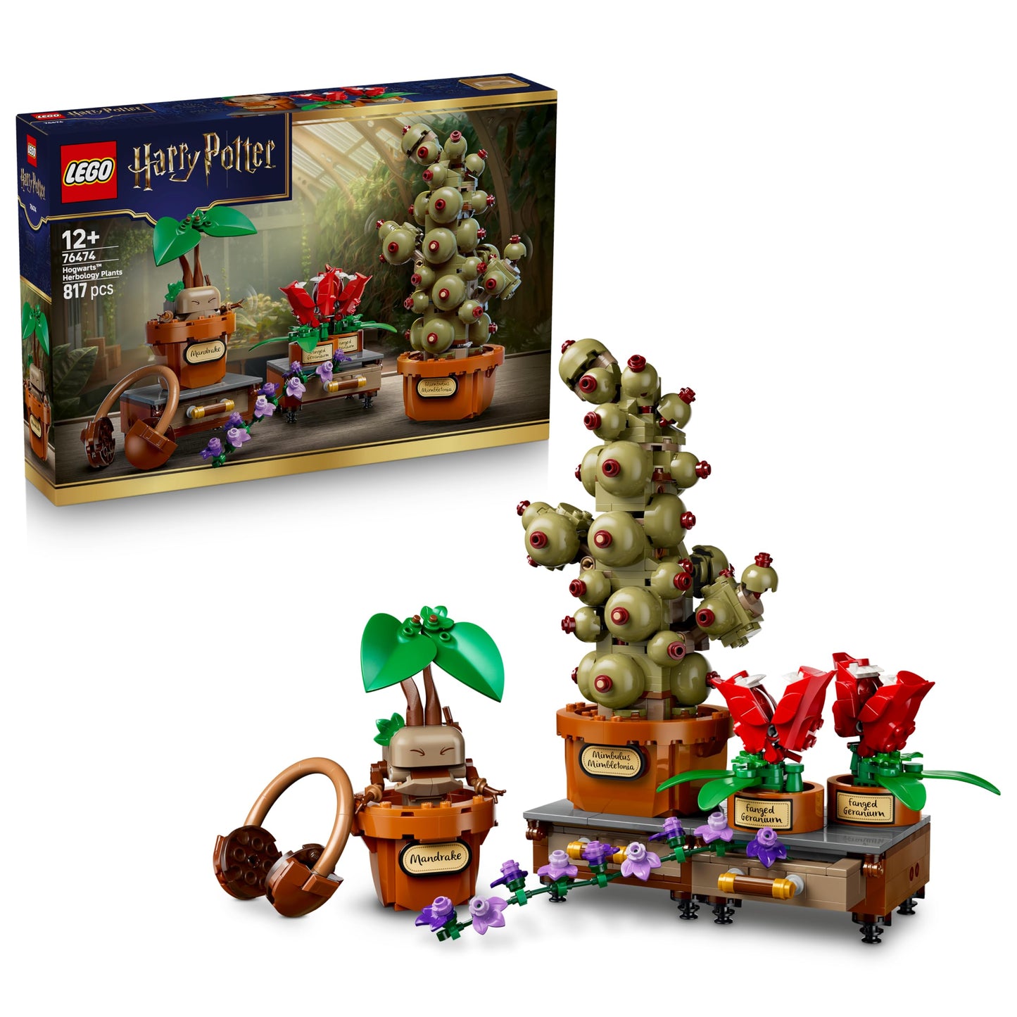 LEGO 76474 Harry Potter Hogwarts Herbology Plants - incl. Artificial Potted Plants w/Flowers