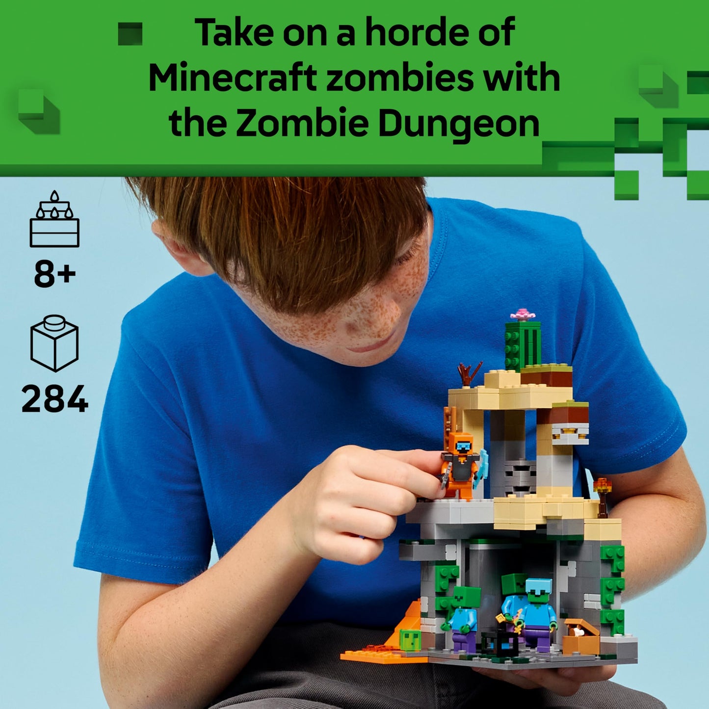 LEGO 21587 Minecraft Zombie Dungeon - with a Wanderer Minifigure, 3 Zombie Figures, a Slime & Crafting Table