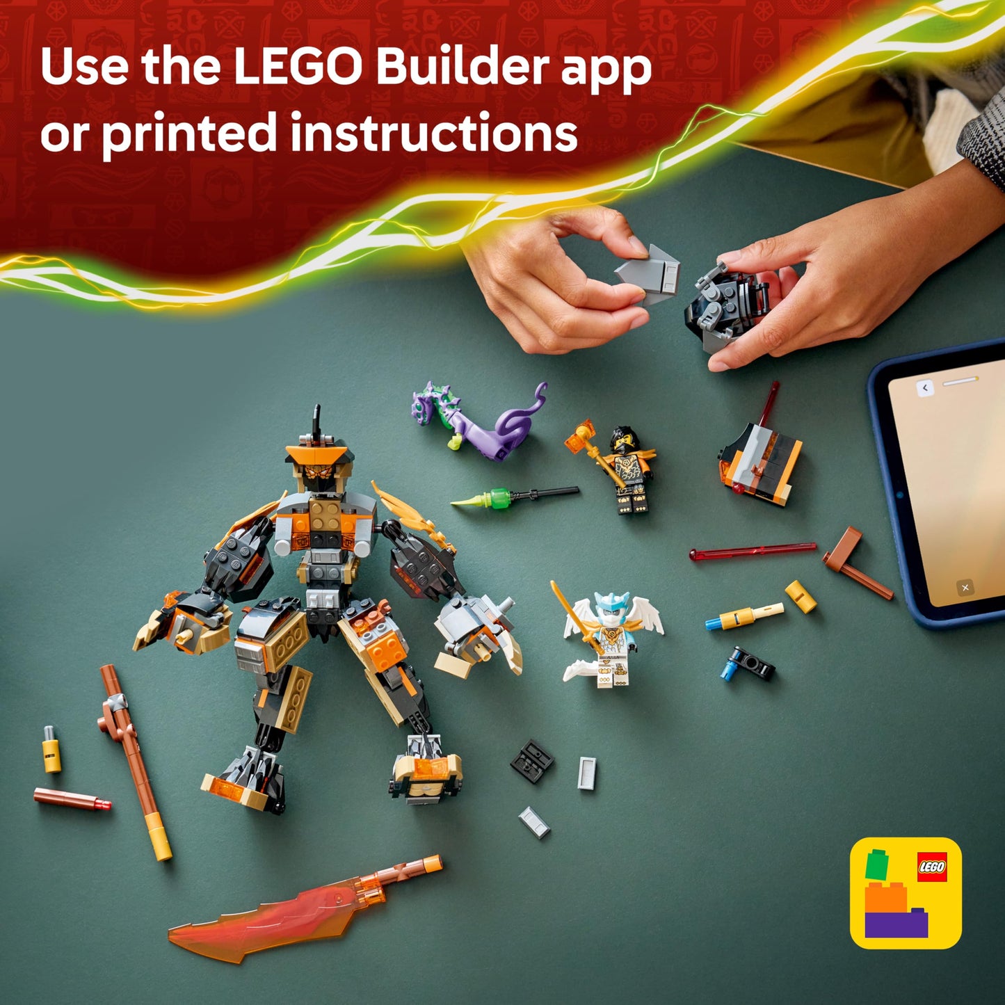 LEGO 71854 Ninjago Cole's Mission Mech & Dragon Zane - with Action Figure, 3 Minifigures and Swords