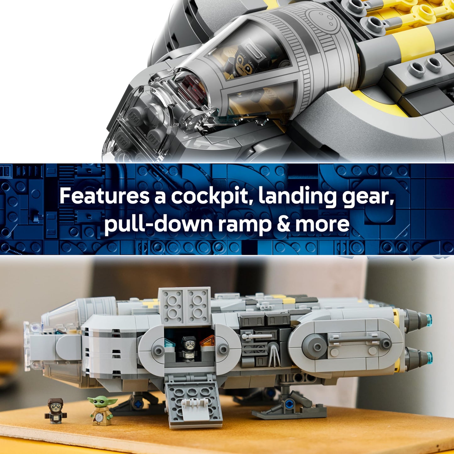 LEGO 75445 Star Wars Anzellan Starship Toy - The Mandalorian and Grogu Model Kit with 3 Figures & a Droid Workshop