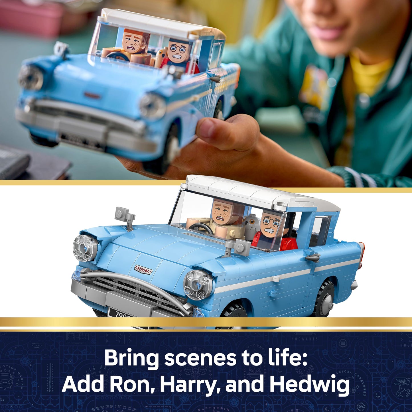 LEGO 76470 Harry Potter Enchanted Flying Ford Anglia - Car Model Kit with Harry, Ron & Hedwig Figures