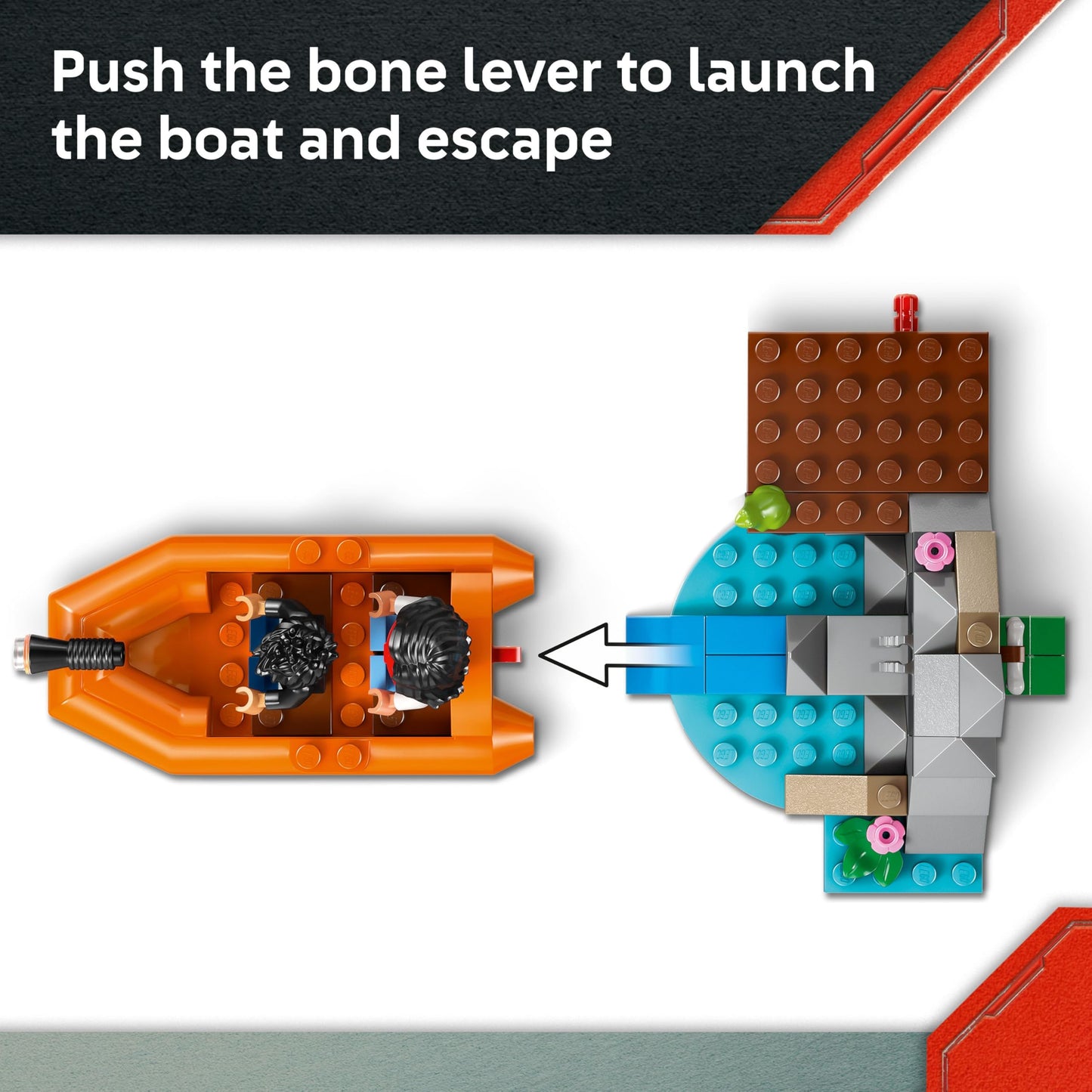 LEGO 76975 Jurassic World T. Rex River Escape incl. a Dino Figure, Boat Toy, ATV & 2 Minifigures
