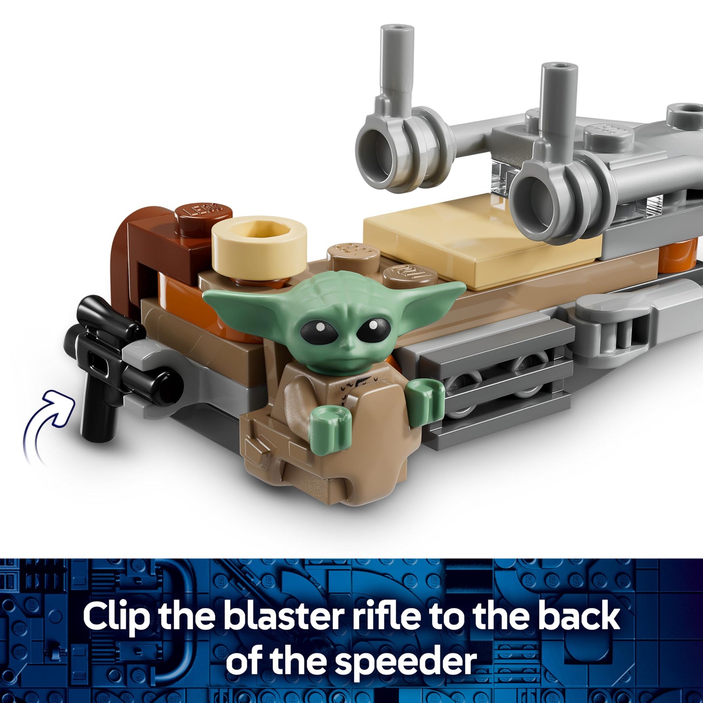 LEGO 75436 Star Wars The Mandalorian & Grogu's Speeder Bike Toy - incl. a Grogu Figure & Din Djarin Minifigure w/a Blaster