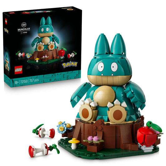 LEGO 72150 Pokémon Munchlax Figure - Building Set for Adults - Anime Model Kit with Posable Limbs & Head