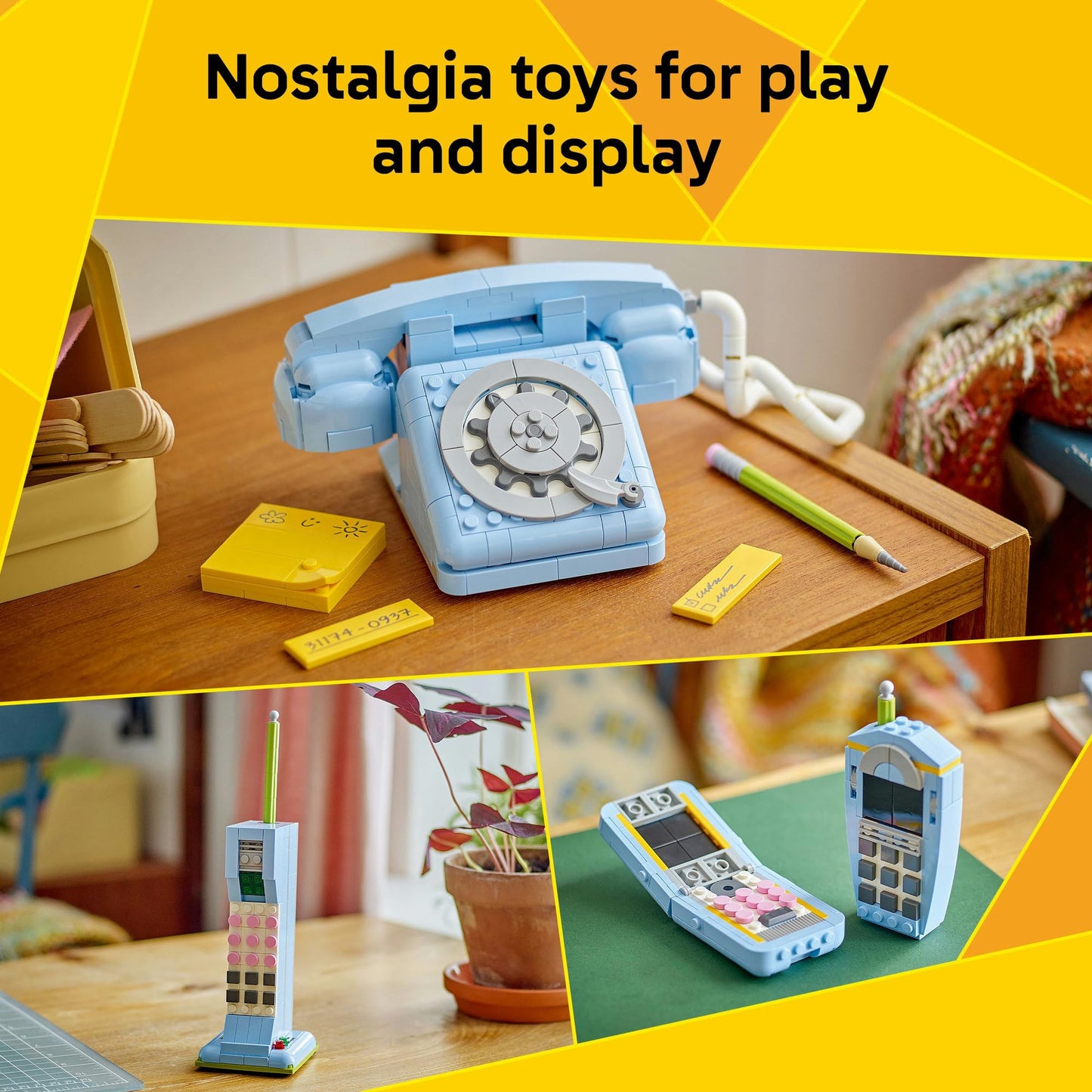 LEGO 31174 Creator 3in1 Retro Telephone Toy with Rotary Dial - Transforms into a 1980s Model or 2 Mobile Phones from the 2000s