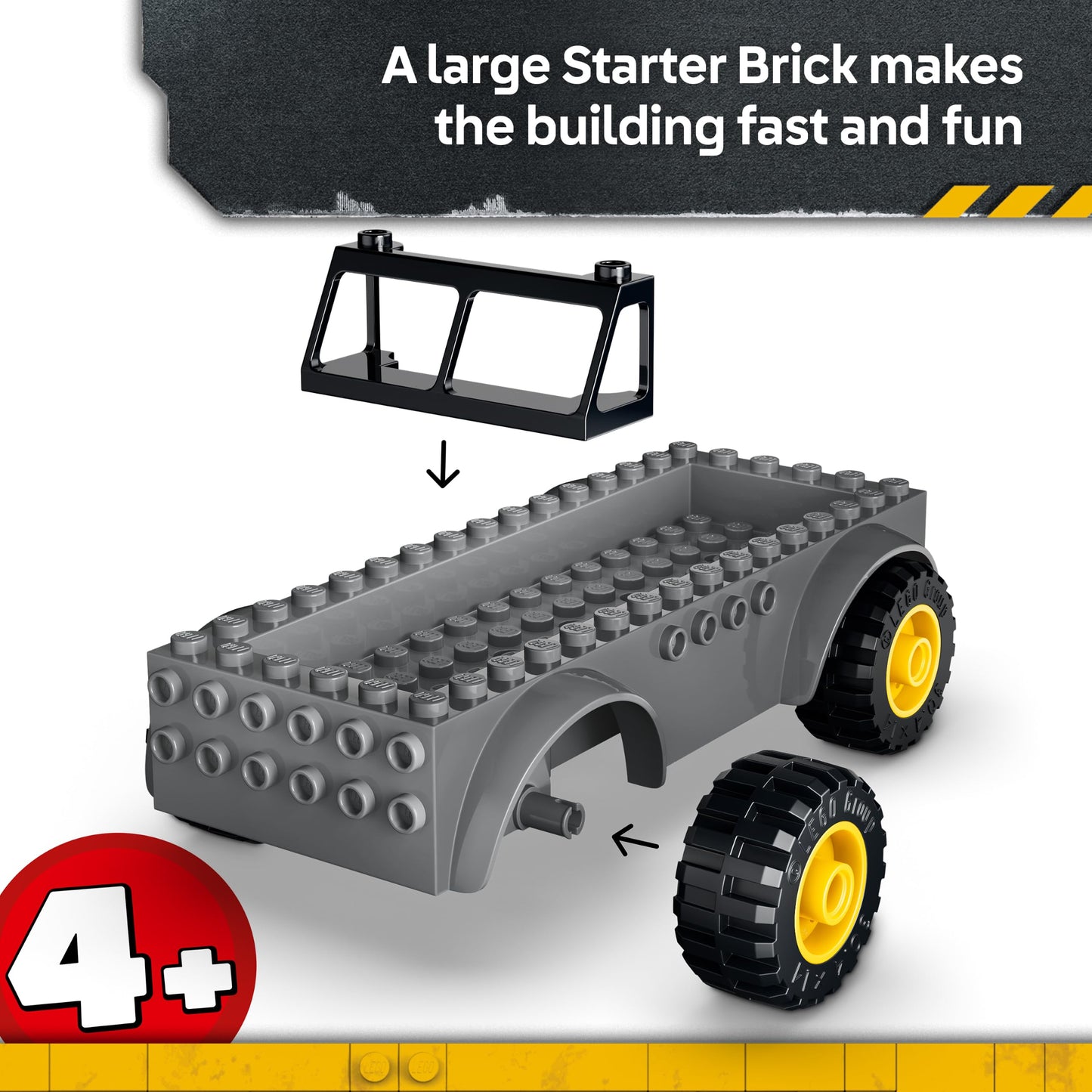 LEGO 77978 Jurassic World Young T. rex Transport Truck Toy - incl. Dinosaur Figure, ATV Car Model & 2 Minifigures
