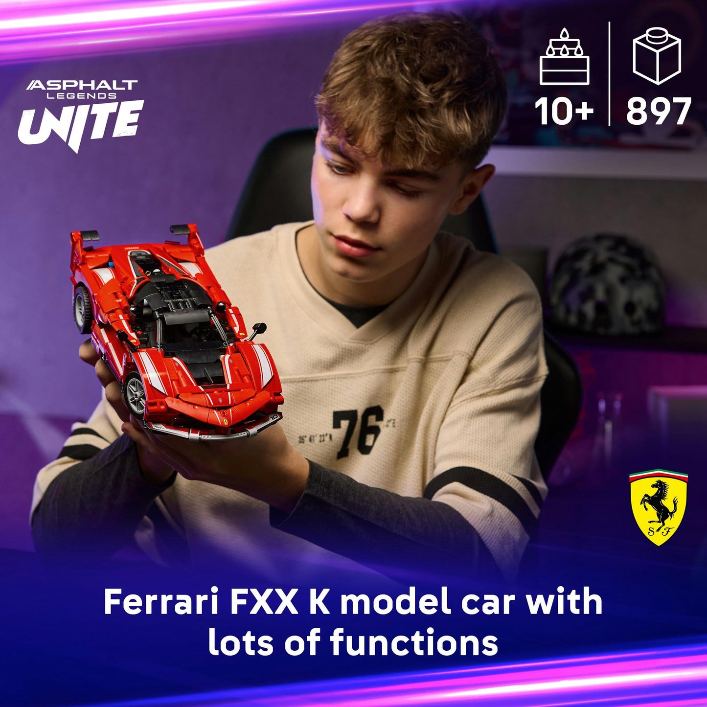 LEGO 42212 Technic Ferrari FXX K Race Car Toy - Play & Display Model Building Kit with V12 Engine, Differential and Moving Pistons