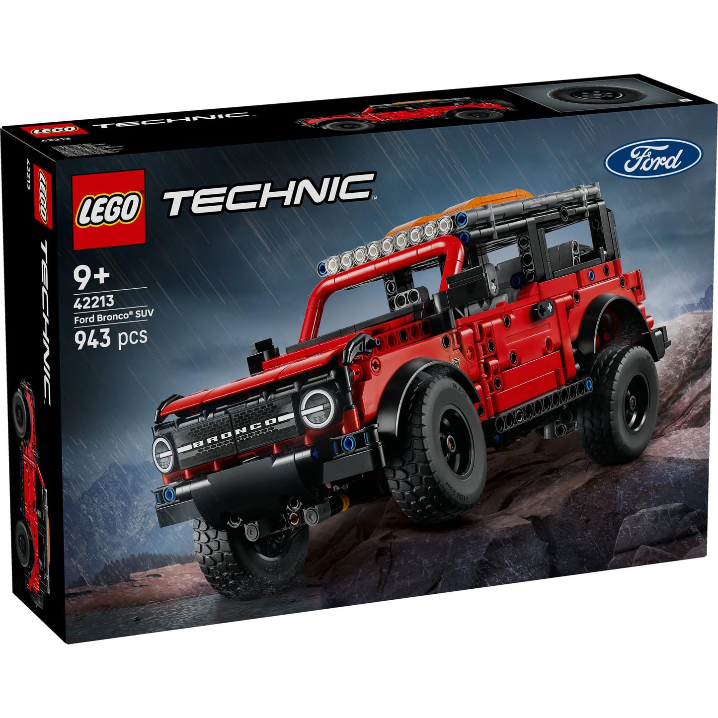LEGO 42213 Technic Ford Bronco SUV Off Road Car Toy - Model Kit with Opening Doors, V6 Engine, Suspension & Steering