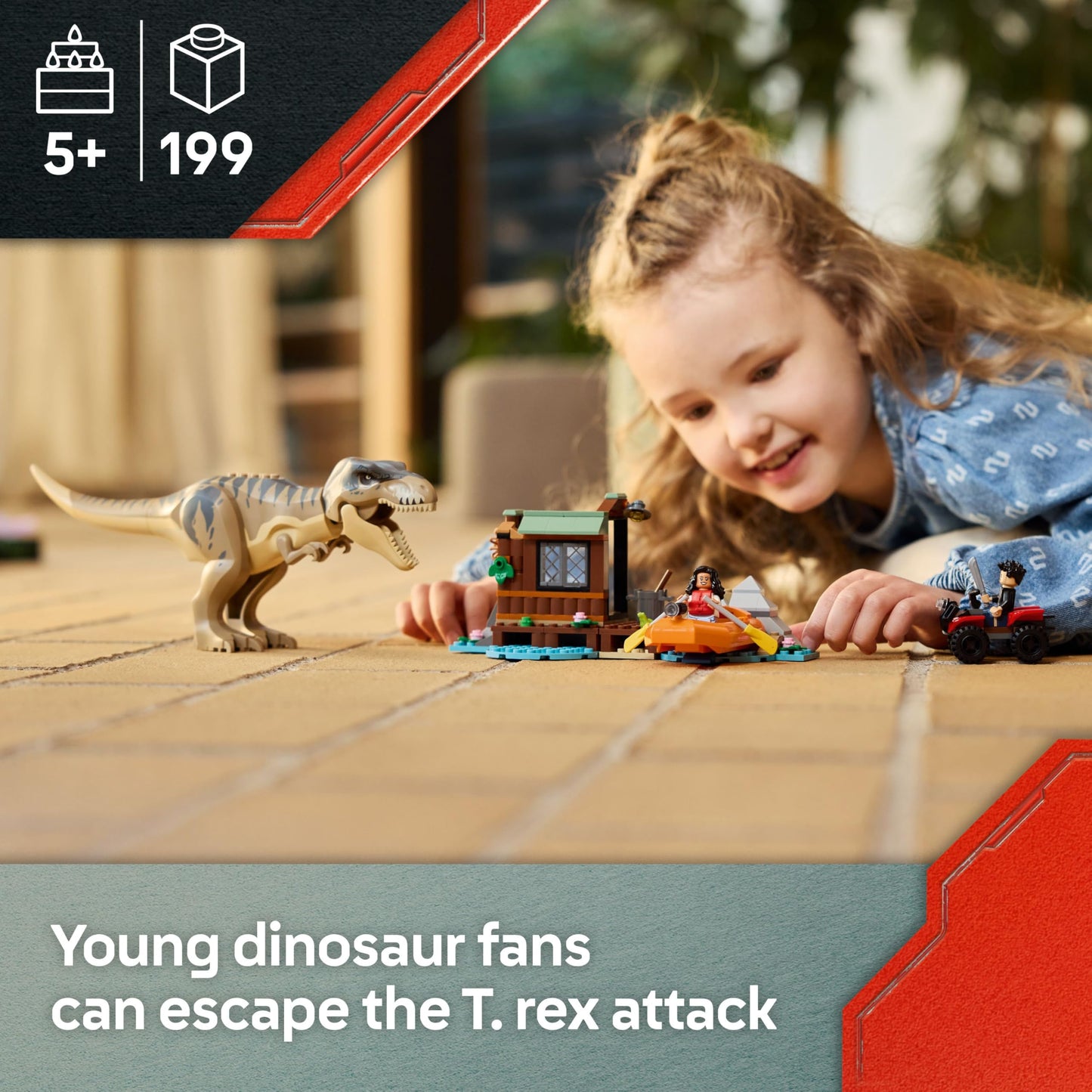 LEGO 76975 Jurassic World T. Rex River Escape incl. a Dino Figure, Boat Toy, ATV & 2 Minifigures