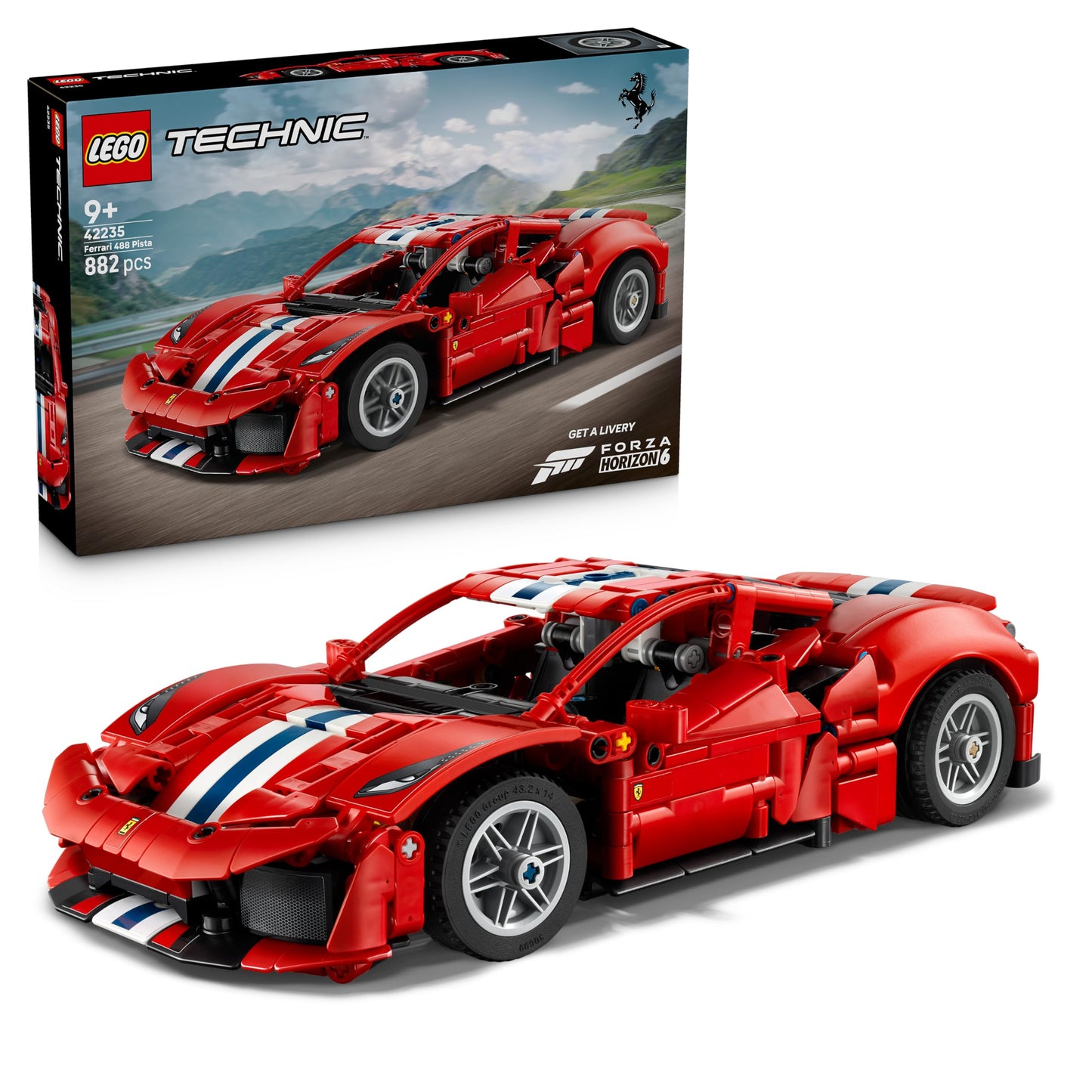 LEGO 42235 Technic Ferrari 488 PISTA Car Toy - Model Kit with V8 Engine, Steering & Differential