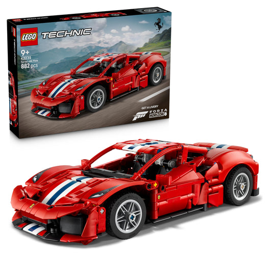 LEGO 42235 Technic Ferrari 488 PISTA Car Toy - Model Kit with V8 Engine, Steering & Differential
