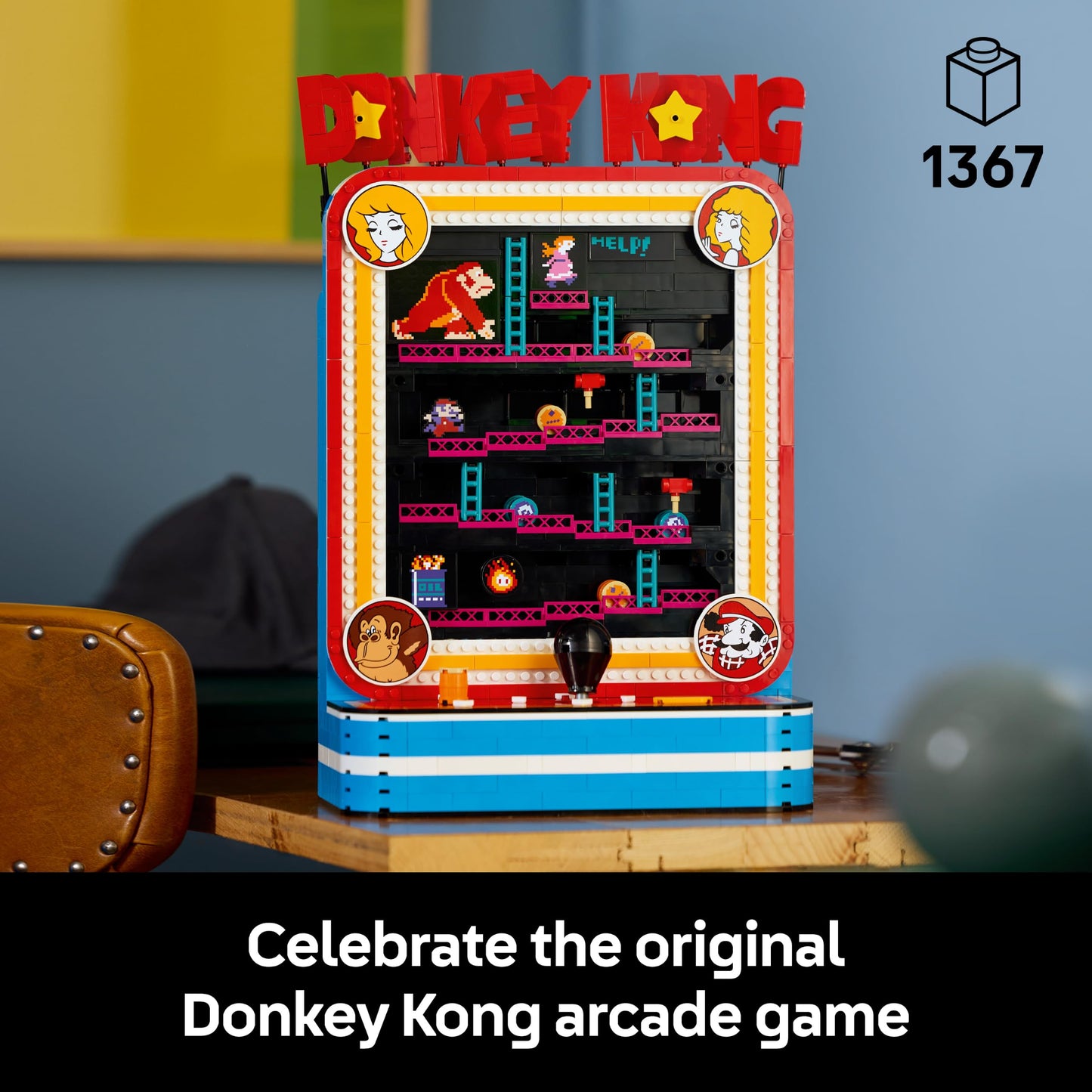 LEGO 72051 Super Mario Donkey Kong Arcade - Interactive 3D Model Kit for Adults incl. Joysticks & Barrels