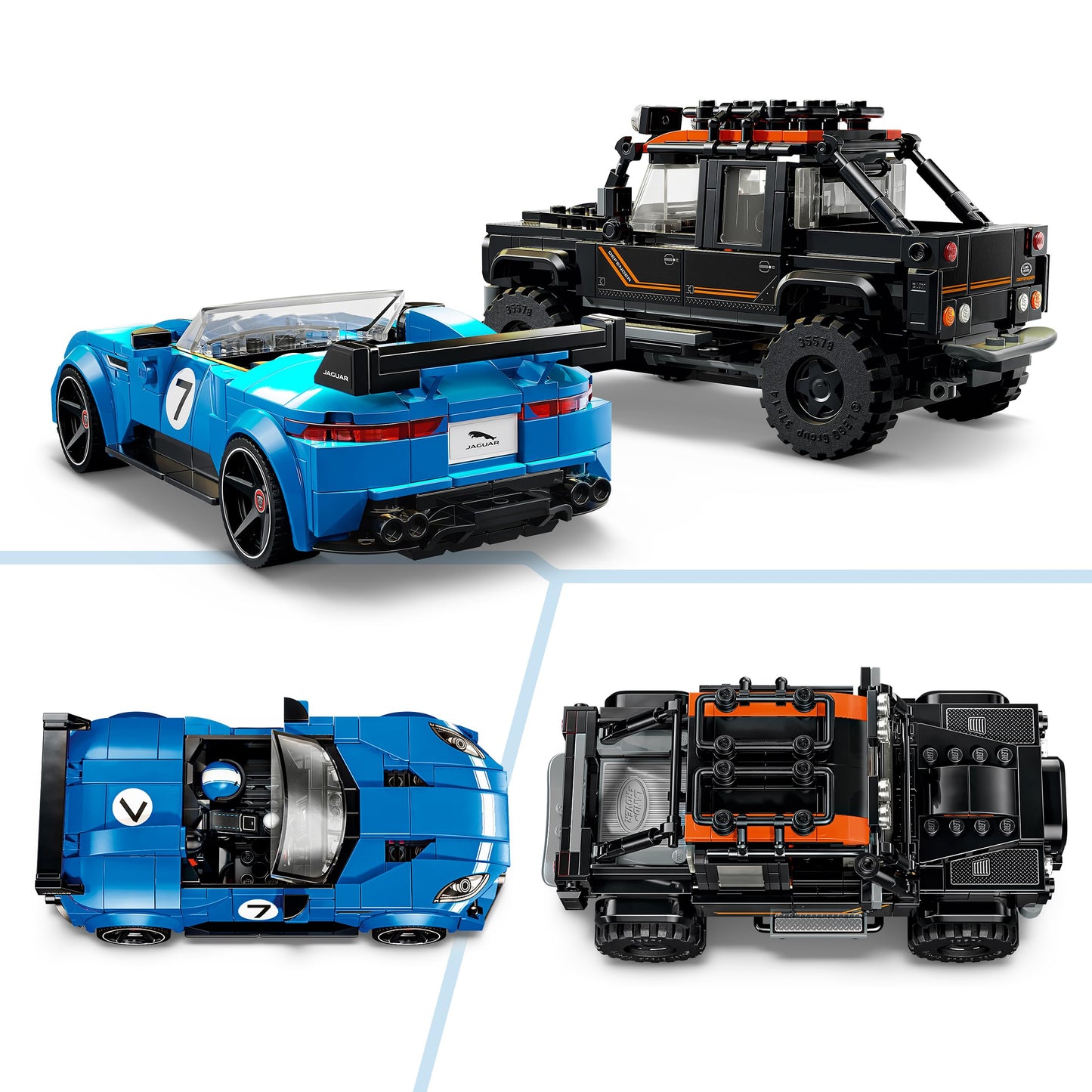 LEGO 77264 Speed Champions Jaguar Project 7 & Land Rover Defender - STEM Model Kit with 2 Car Toys & 2 Driver Minifigures