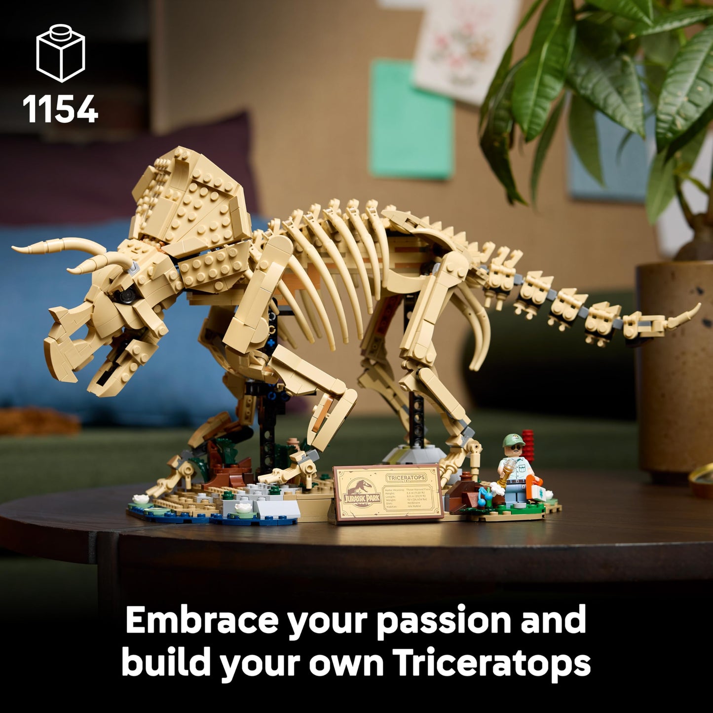 LEGO 77985 Jurassic World Dinosaur Fossils: Triceratops - Display Model Kit for Adults w/Dr. Gerry Harding Minifigure