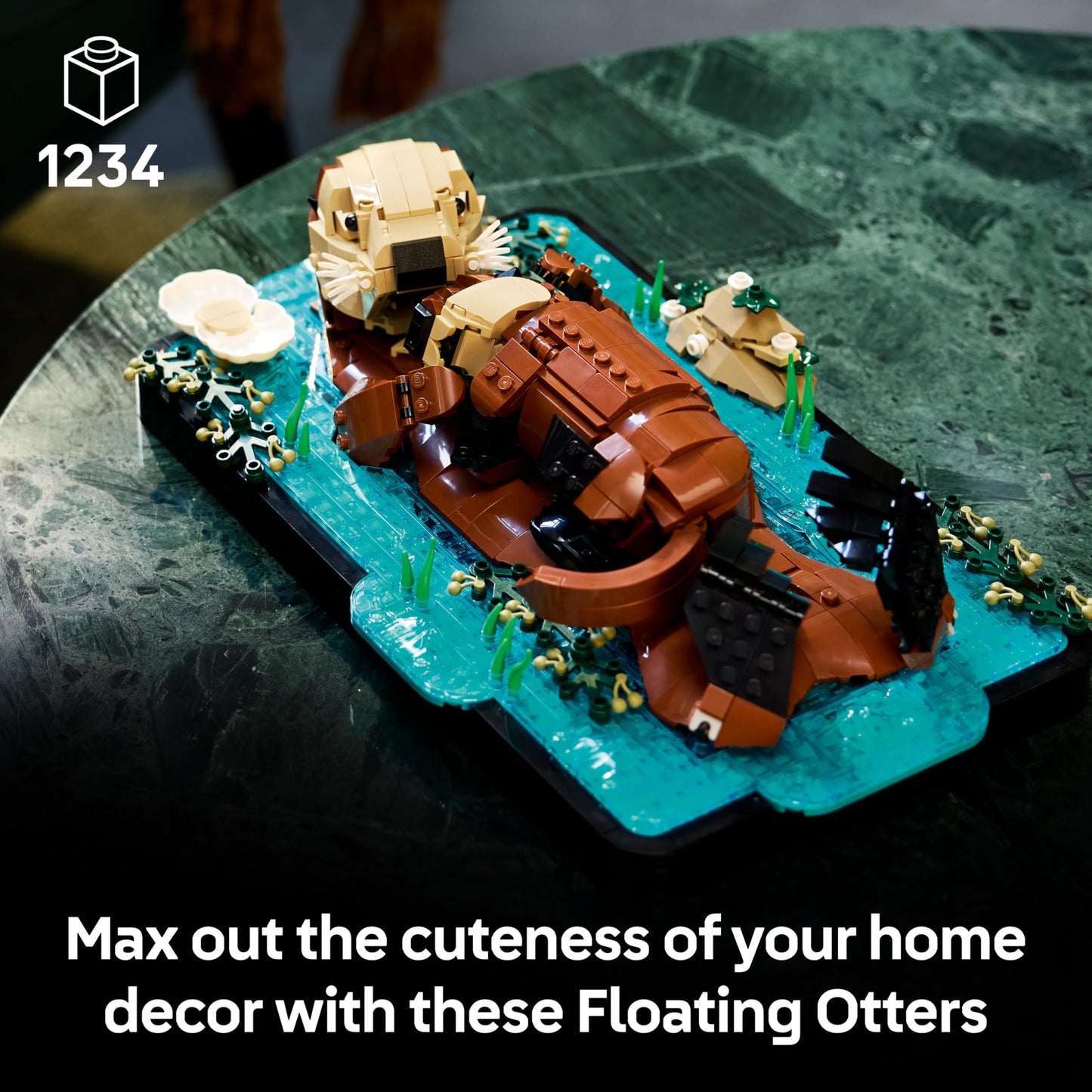 LEGO 21366 Ideas Floating Sea Otters - Building Set for Adults - 3D Display Model with Otter & Pup Animal Figures