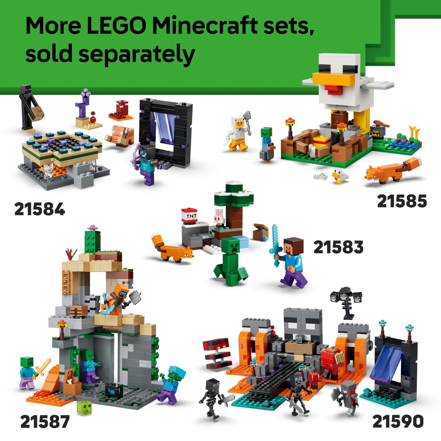 LEGO 21586 Minecraft The Pale Garden Toy - Miniature Biome with Creaking Minifigure & Mothman, Creeper & Skeleton Mobs Figures