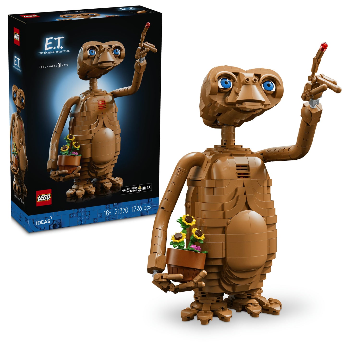 LEGO 21370 Ideas E.T. the Extra-Terrestrial -  incl. Alien Figure, Artificial Potted Flowers & Light Brick