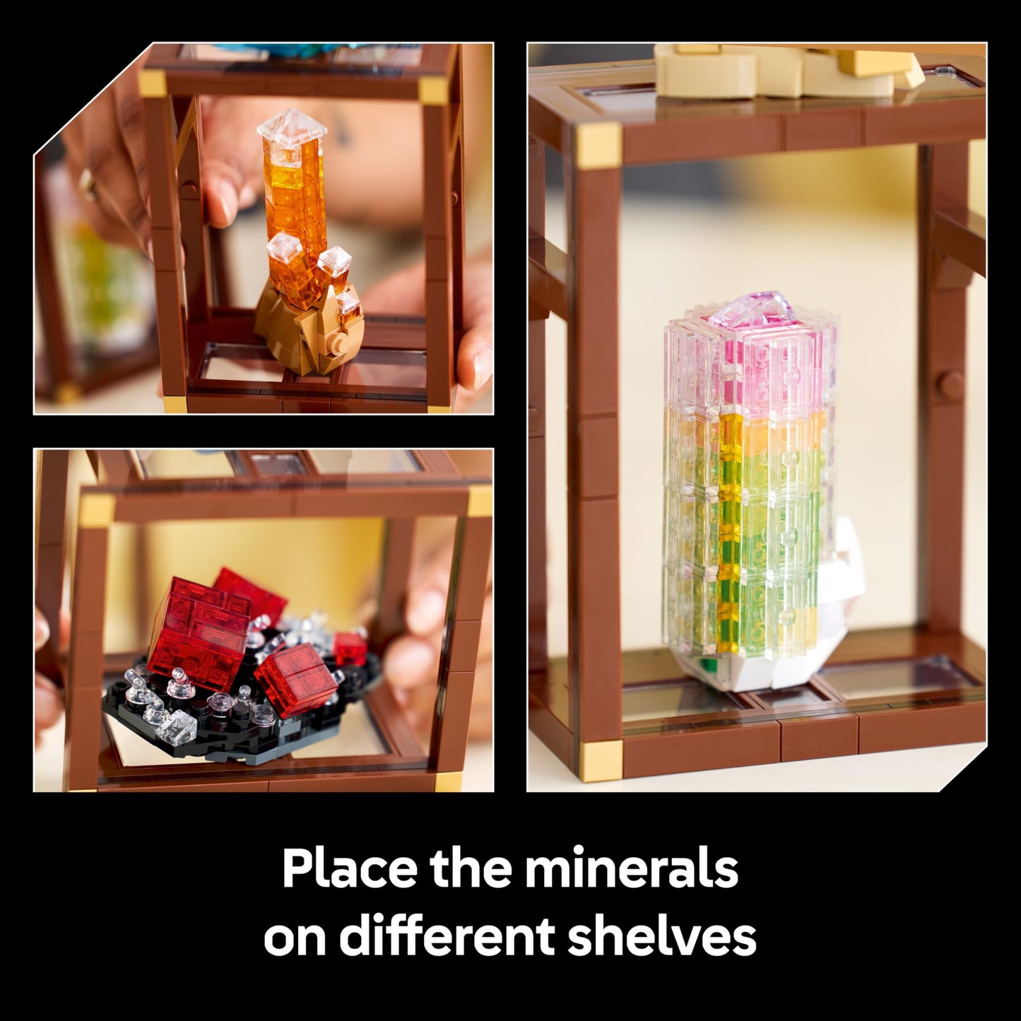 LEGO 21362 Ideas Mineral Collection - Display Model with Crystal Elements incl. Amethyst, Flourite & Tangerine Quartz, plus 3 Stands