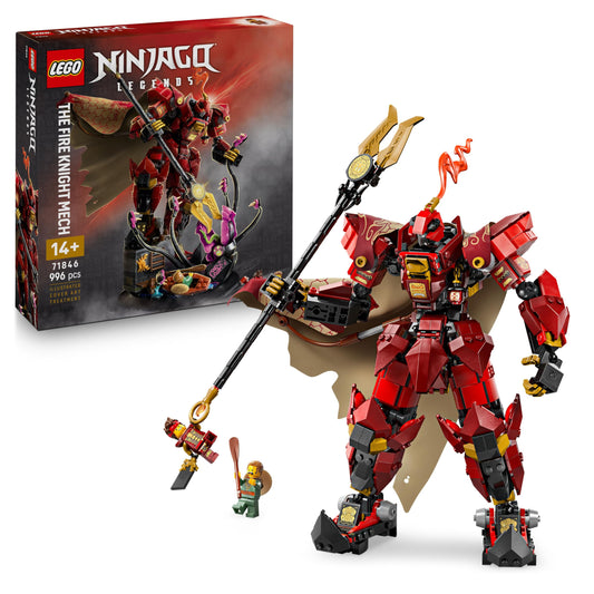 LEGO 71846 Ninjago The Fire Knight Mech with a Posable Figure, 2 Minifigures & a Sea Monster on a Display Stand