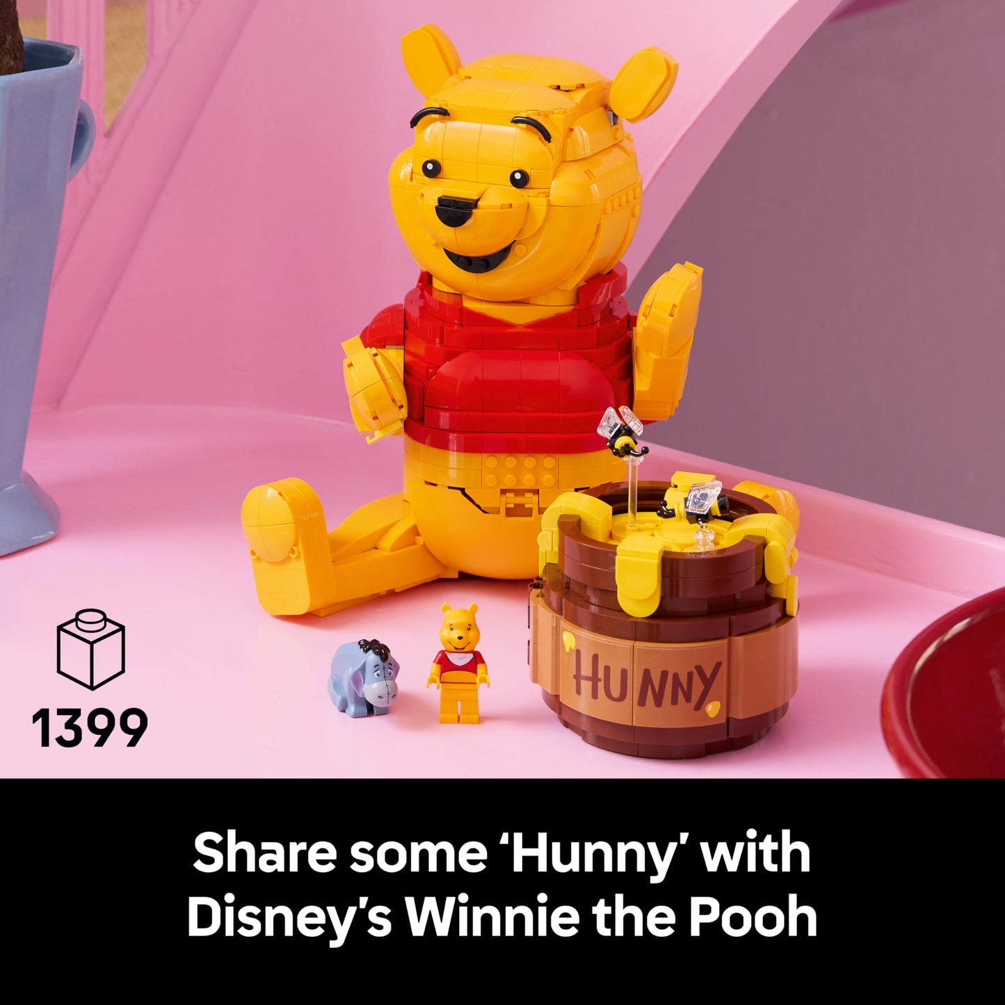 LEGO 43300 Disney Winnie the Pooh - Display Model with Honey Pot, Collectible Minifigure & Eeyore Figure