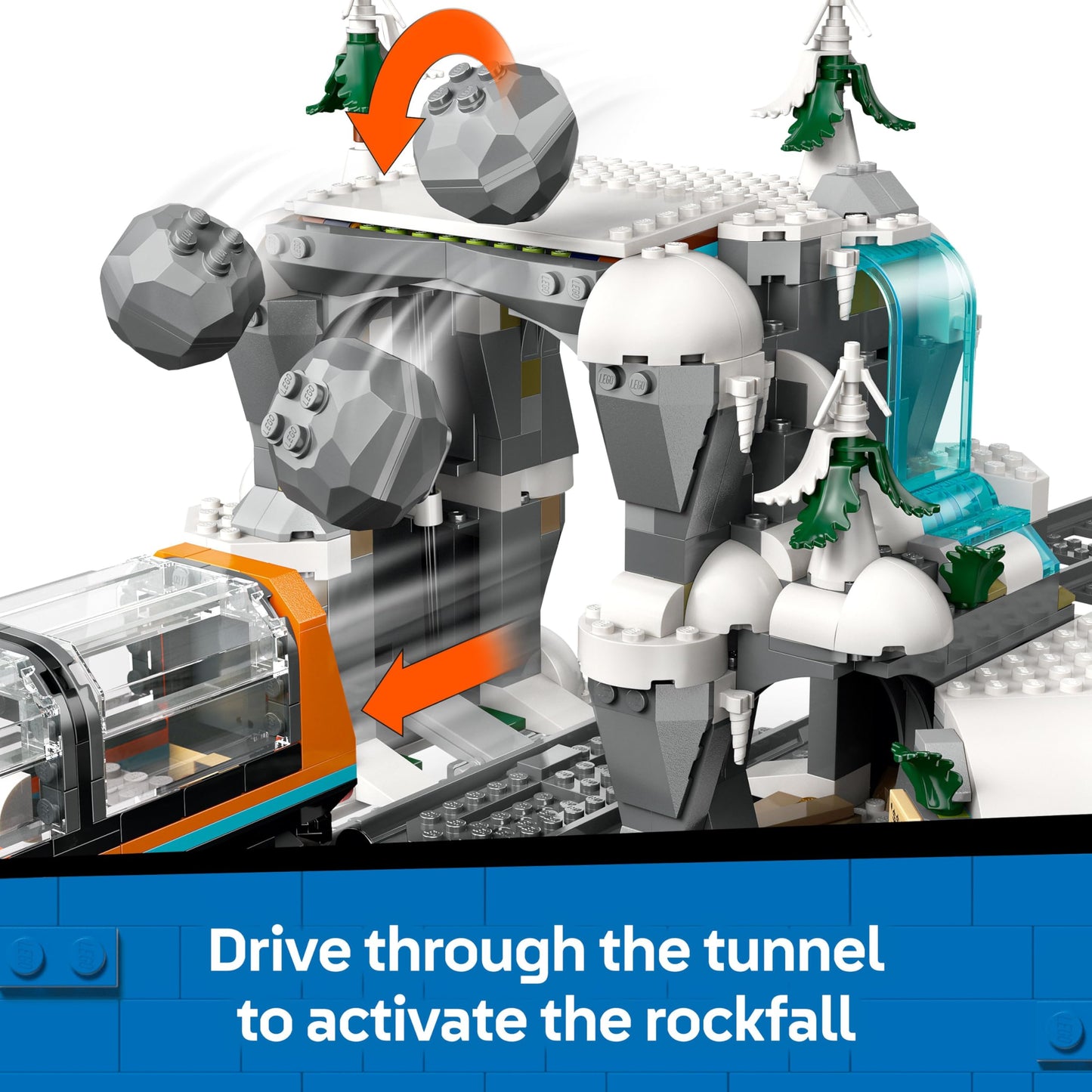 LEGO 60470 City Explorers’ Arctic Polar Express Train Set - incl. a Remote-Controlled Train Toy, Snowplough, 22 Track Pieces, 6 Minifigures & a Rockfall Function