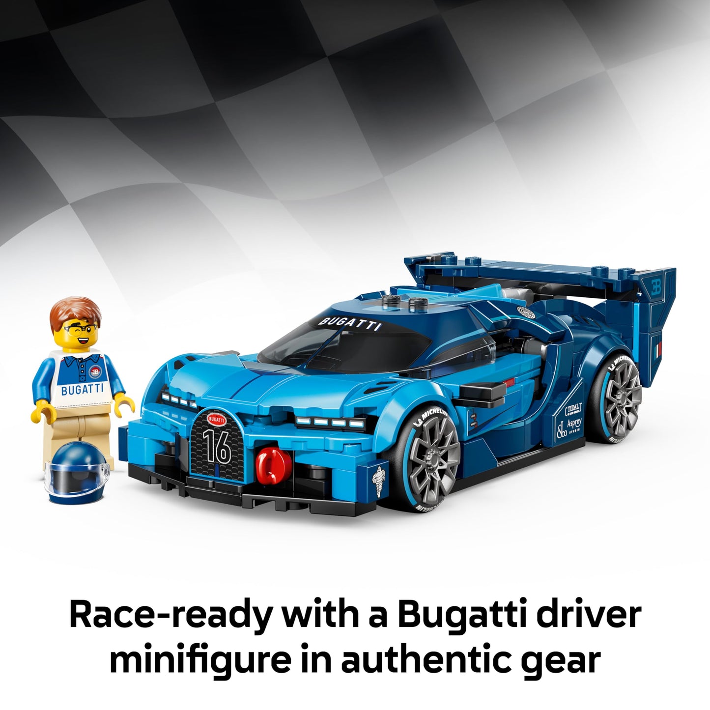 LEGO 77253 Speed Champions Bugatti Vision GT Hyper Sports Car - Model Kit w/a Collectible Driver Minifigure