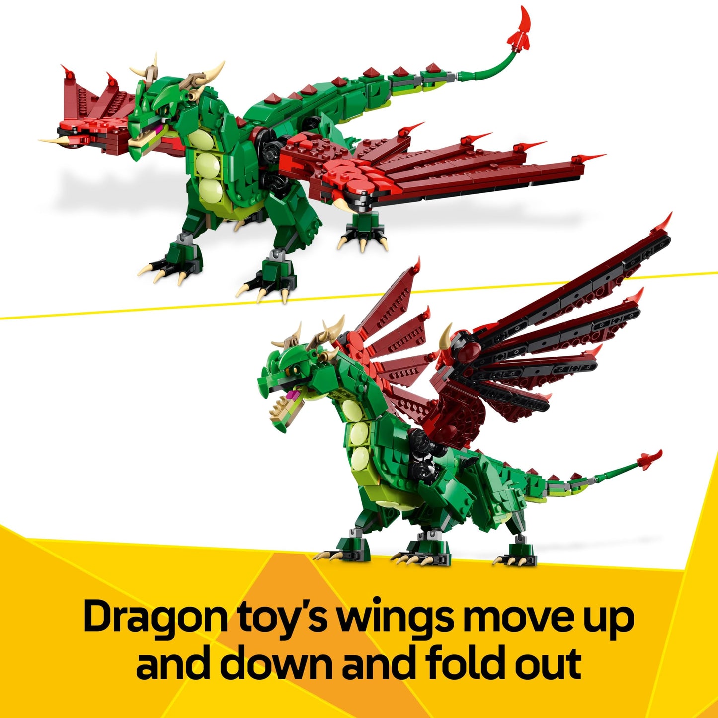 LEGO 31161 Creator 3in1 Medieval Dragon Toy - Transforms into a Sea Serpent or a Phoenix animal figure - Mythical Creatures