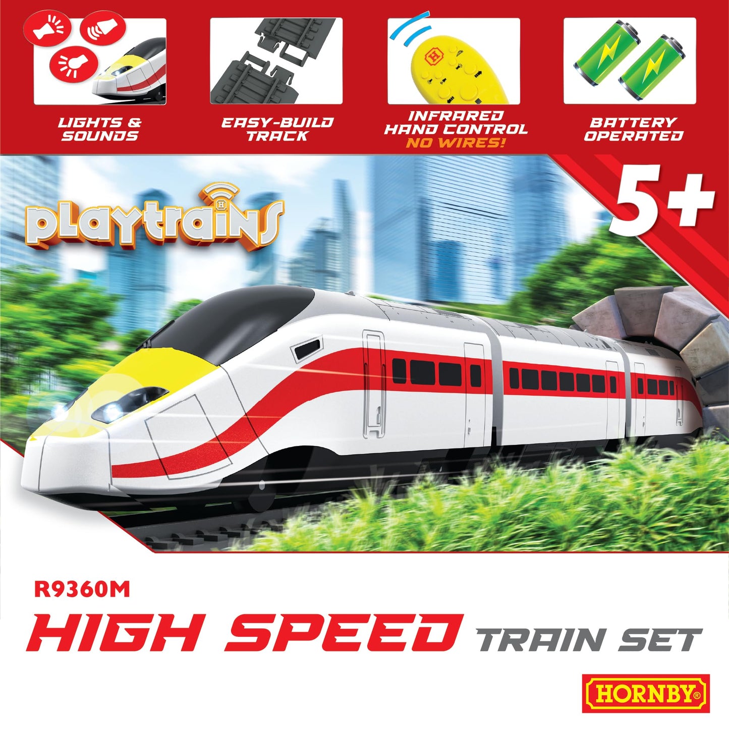 Hornby R9360M Playtrains High Speed Train Set - Remote Controlled Battery Train Set - Kids Toy Train Sets for Ages 5+