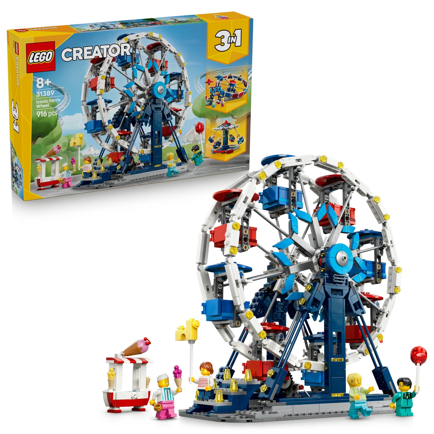LEGO 31389 Creator 3 in 1 Iconic Ferris Wheel Toy - Transforms into a UFO Ride or Carousel