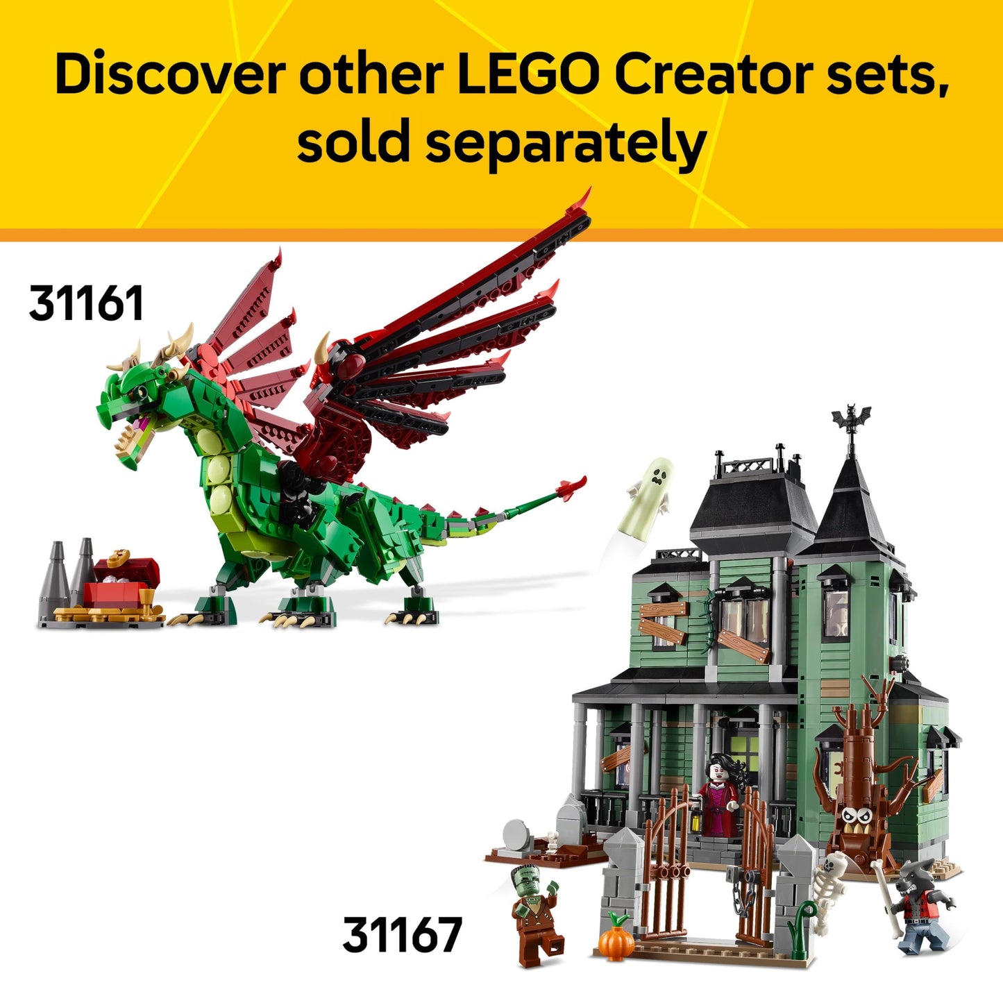 LEGO 31168 Creator 3in1 Medieval Horse Knight Castle Toy - Transforms into a Jousting Tournament Scene or a Town - incl. 6 Minifigures