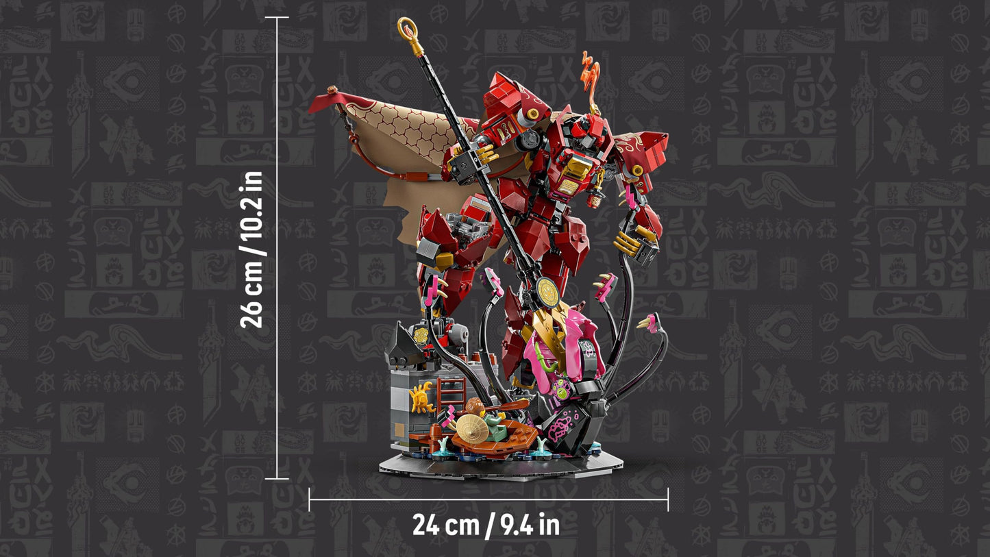 LEGO 71846 Ninjago The Fire Knight Mech with a Posable Figure, 2 Minifigures & a Sea Monster on a Display Stand