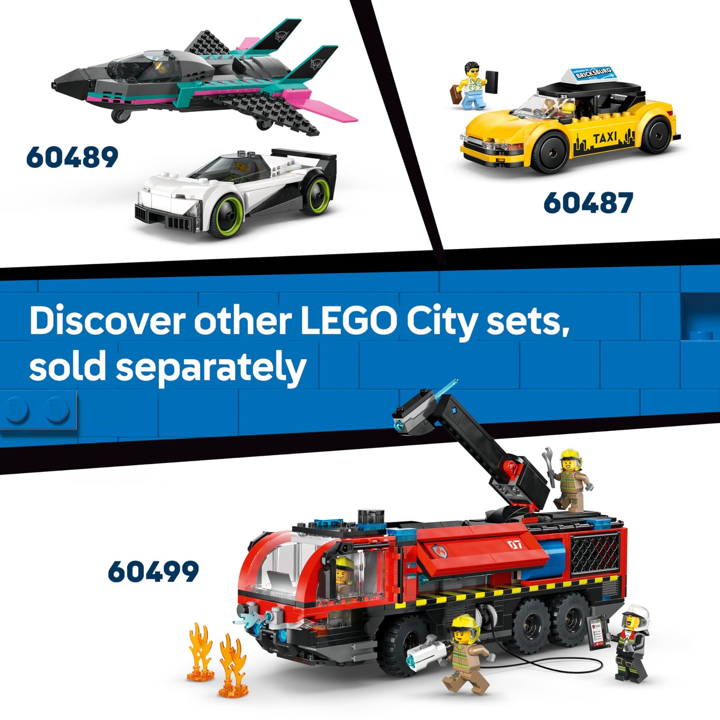 LEGO 60502 City Airport with Airplane Toy - Miniature Model Kit with Terminal, Plane, Tug Car, Bridge, 9 Minifigures & Accessories