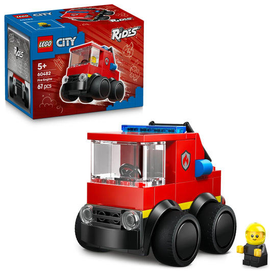 LEGO 60482 City Rides – Fire Engine Toy - Emergency Vehicles Building Set with a Firefighter Junior Minifigure