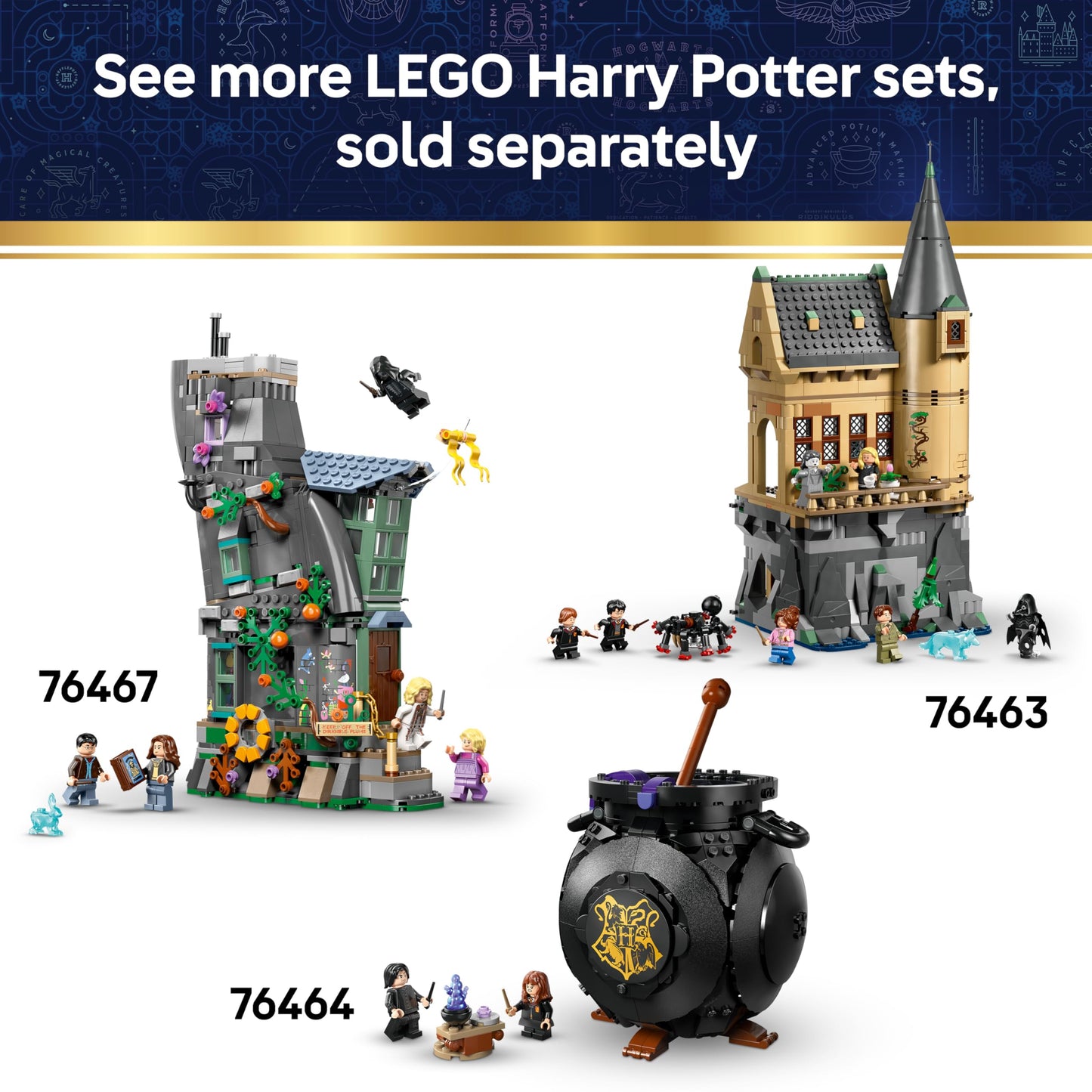 LEGO 76460 Harry Potter Hogwarts Castle : Sorting Hat Ceremony with Collectible Patronus, Hermione & Draco Malfoy Minifigures with Wands & a Spinning Wheel