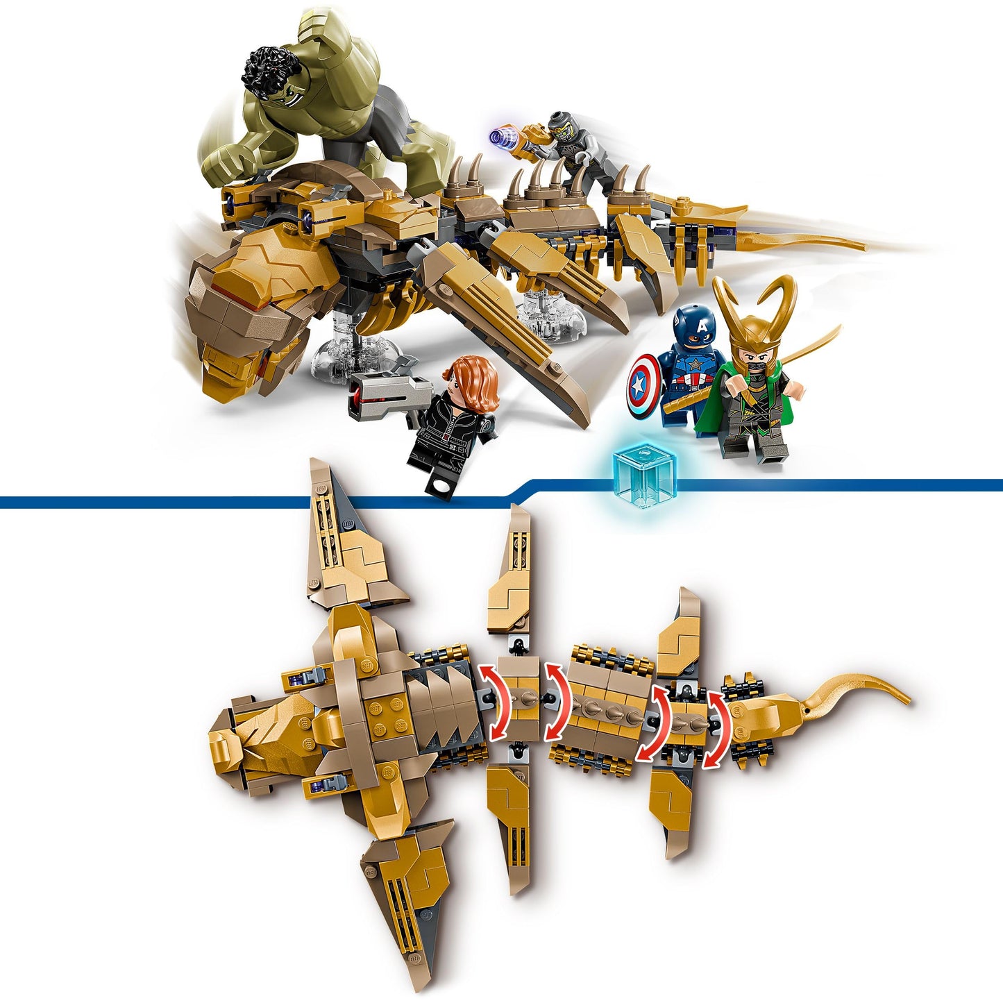 LEGO 76290 Marvel The Avengers vs. The Leviathan with Hulk Figure plus Captain America, Loki, Black Widow and Chitauri Minifigures