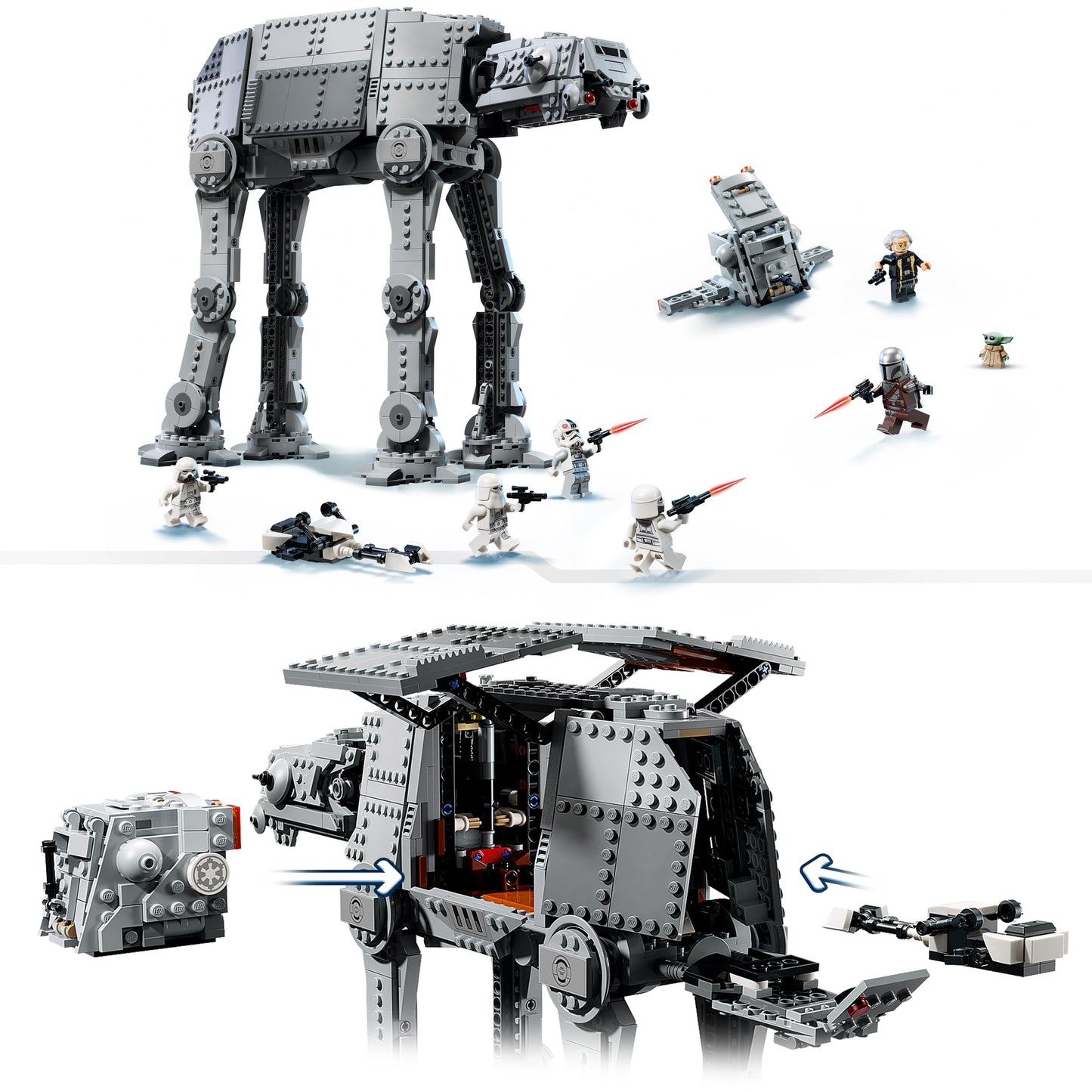 LEGO Star Wars 75454 Imperial Remnant AT-AT with INT-4 Toy - The Mandalorian and Grogu Model with Shuttle, Speeder Bike, 7 Minifigures