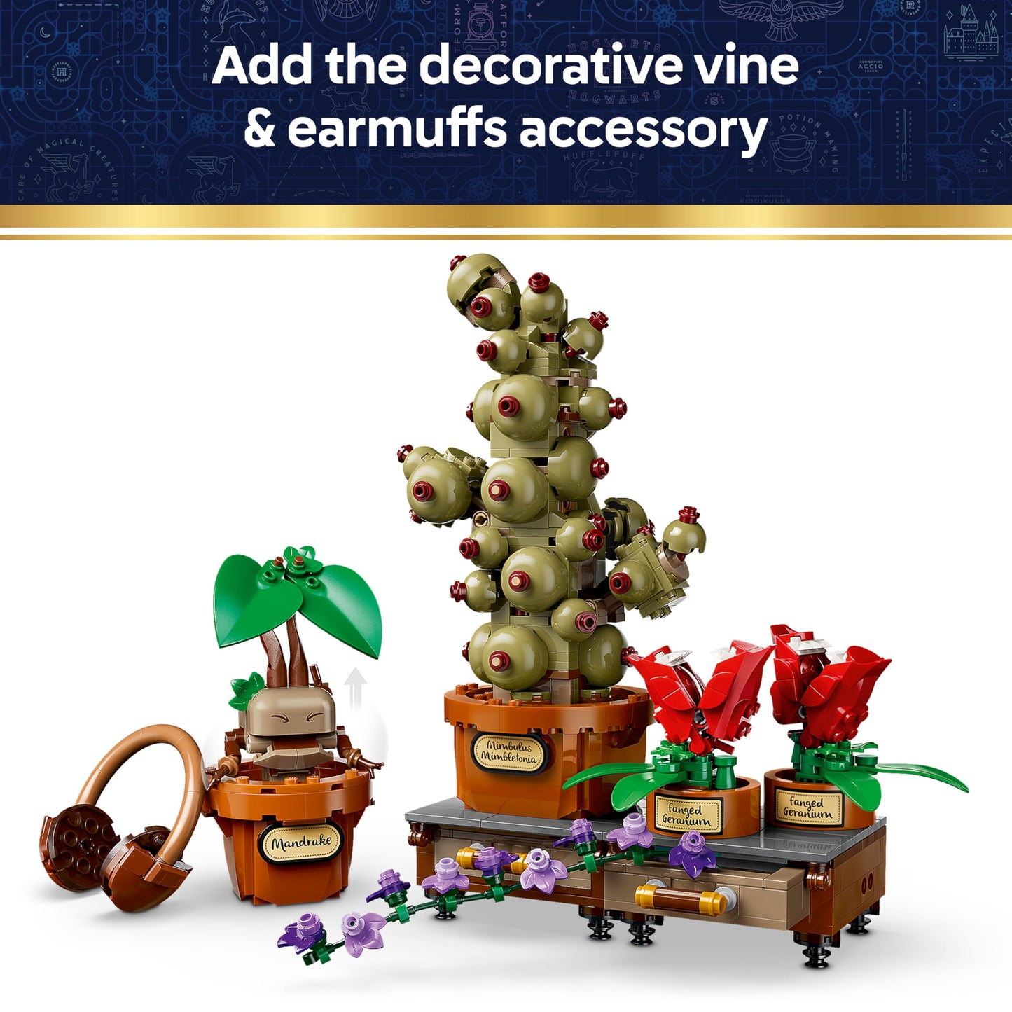 LEGO 76474 Harry Potter Hogwarts Herbology Plants - incl. Artificial Potted Plants w/Flowers