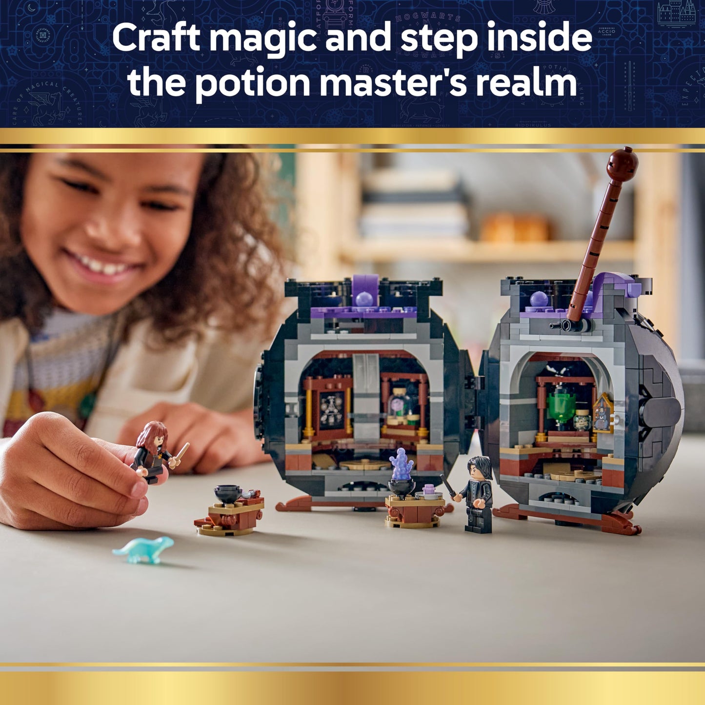 LEGO 76464 Harry Potter Cauldron : Secret Potions Classroom with Collectible Patronus & Hermione & Snape Minifigures