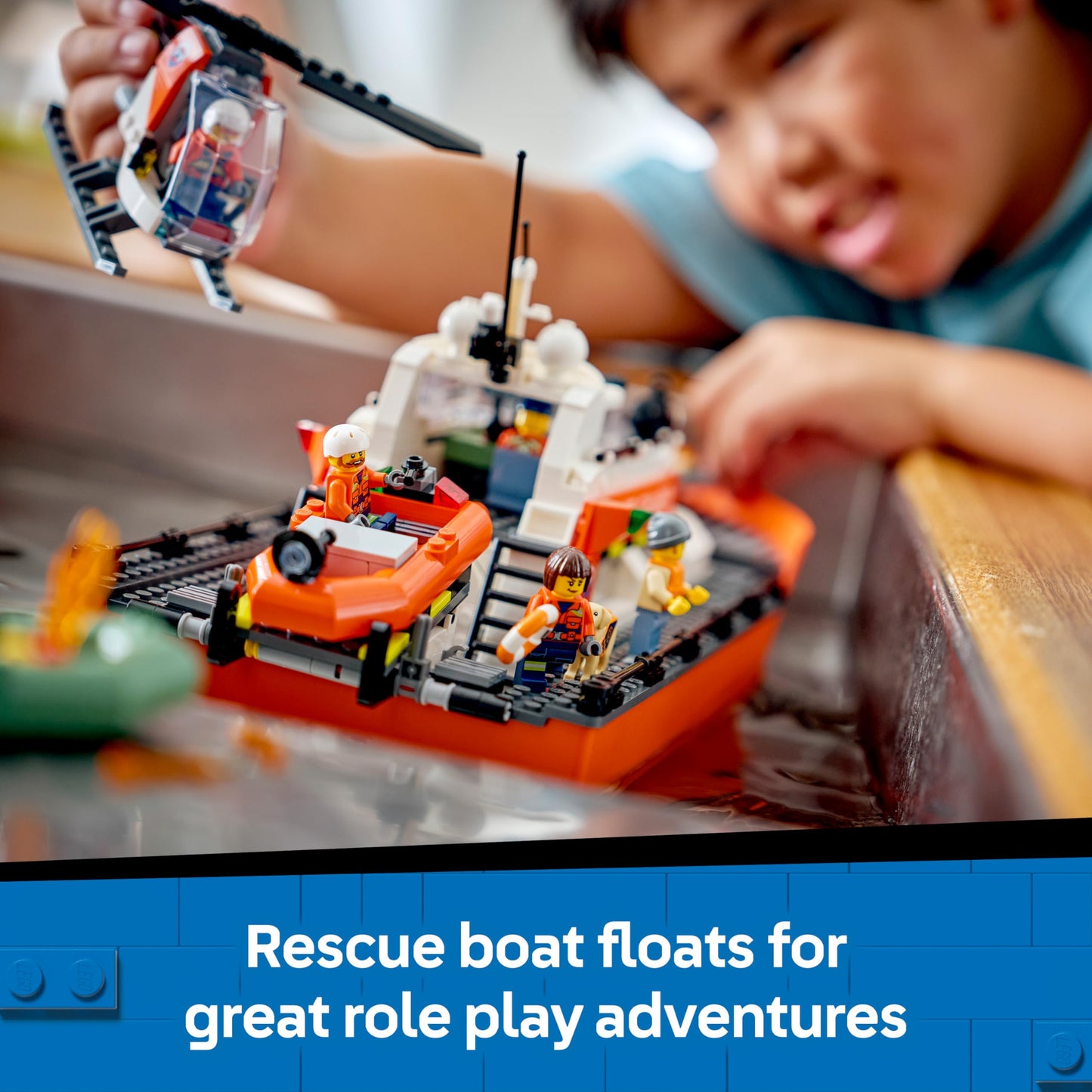 LEGO 60504 City Coast Guard Rescue Boat & Helicopter Toy - Emergency Vehicles Playset with Model Floating Ship, 5 Minifigures & a Dog Figure