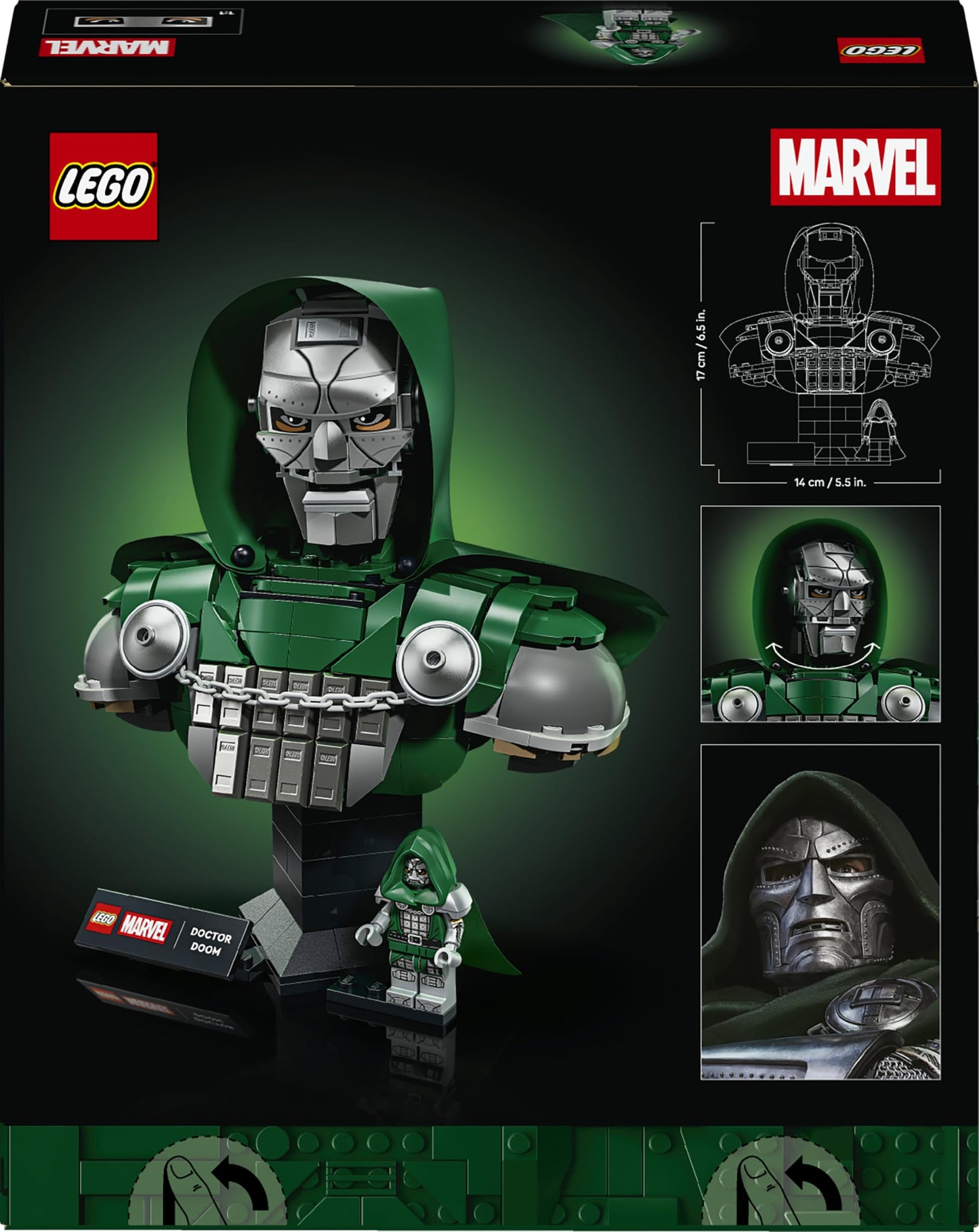 LEGO 76345 Marvel Doctor Doom Bust - Display Model Kit for Adults incl. Collectible Minifigure & Nameplate